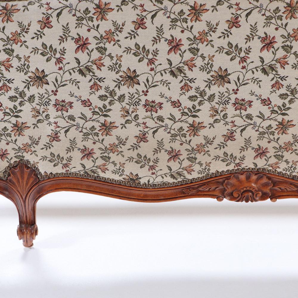 French Louis XV style upholstered bed with curved footboard C 1930. For Sale 1