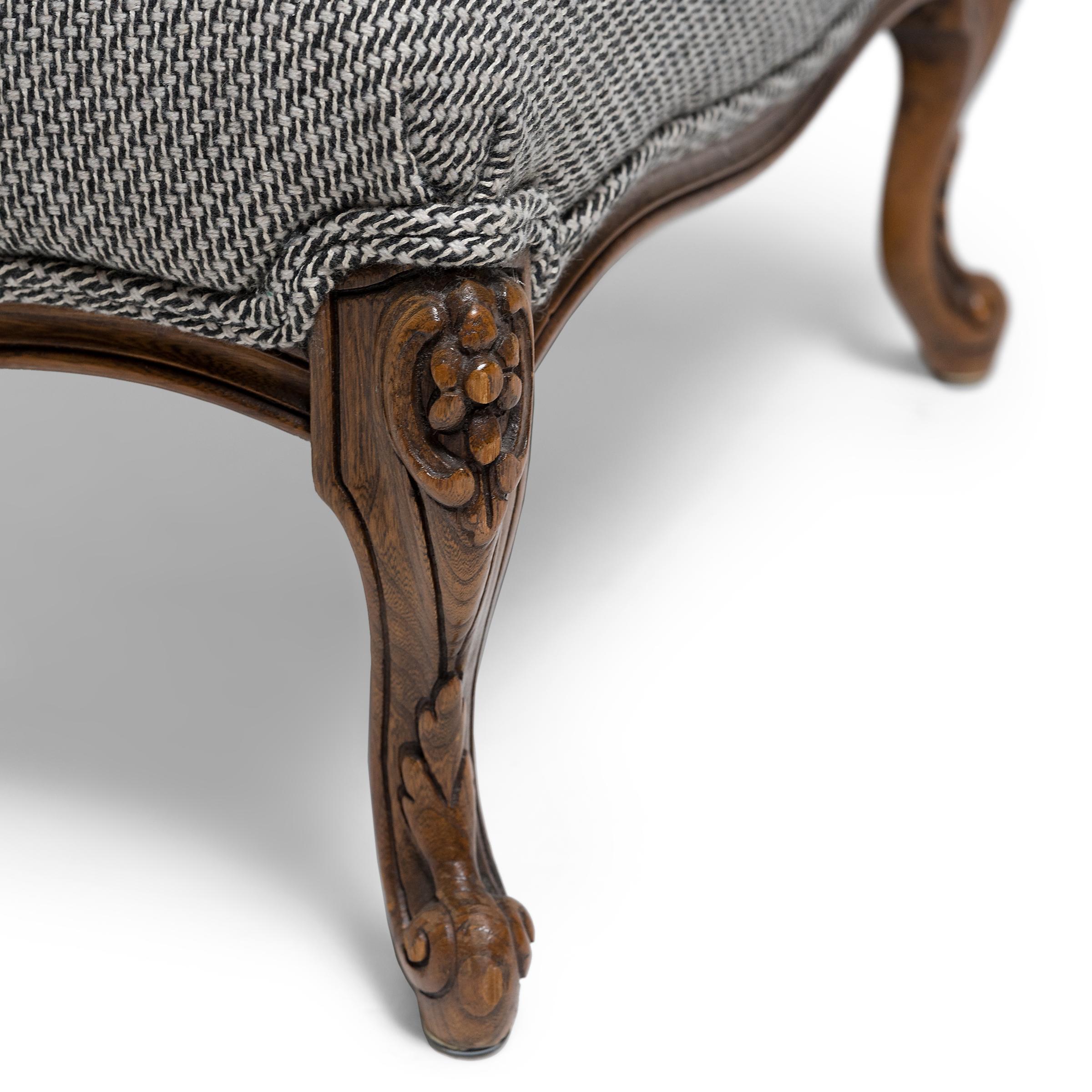 19th Century French Louis XV Style Upholstered Footstool, c. 1850 For Sale