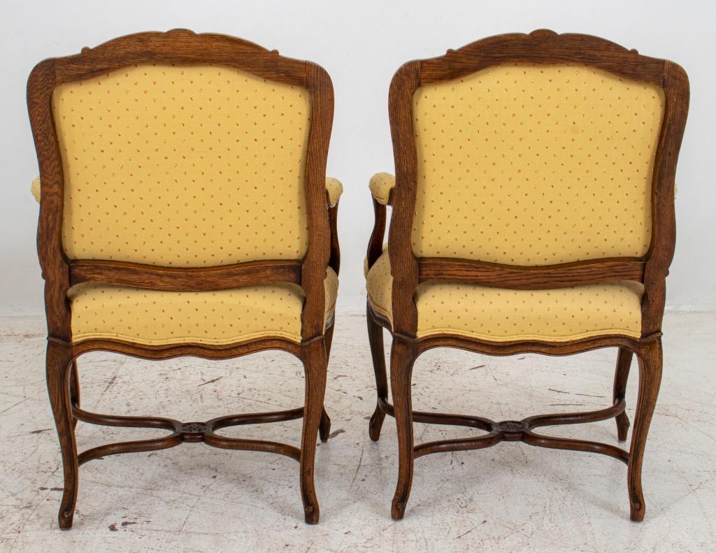 French Louis XV Style Upholstered Oak Armchair, 2 For Sale 2