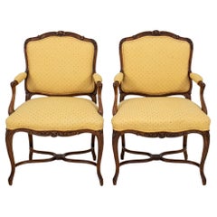 French Louis XV Style Upholstered Oak Armchair, 2