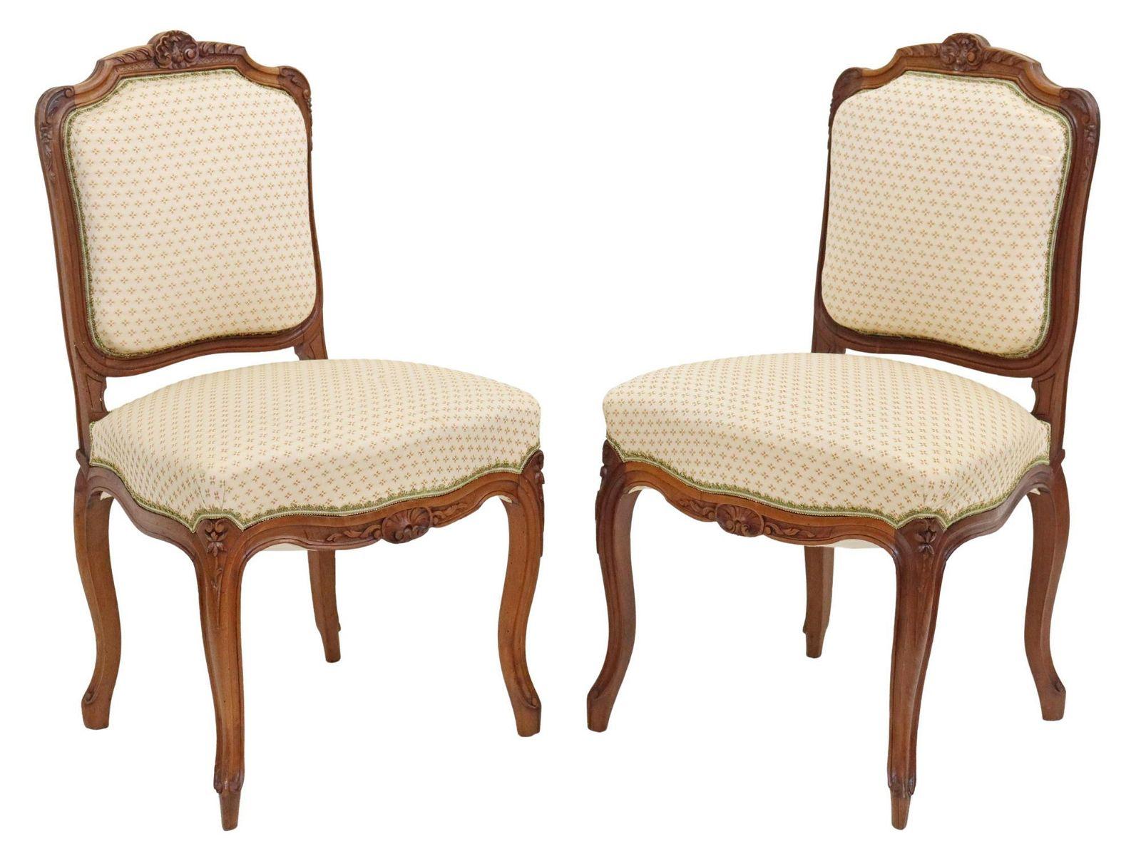 French Provincial French Louis XV Style Upholstered Side Chairs, Set of 4 For Sale