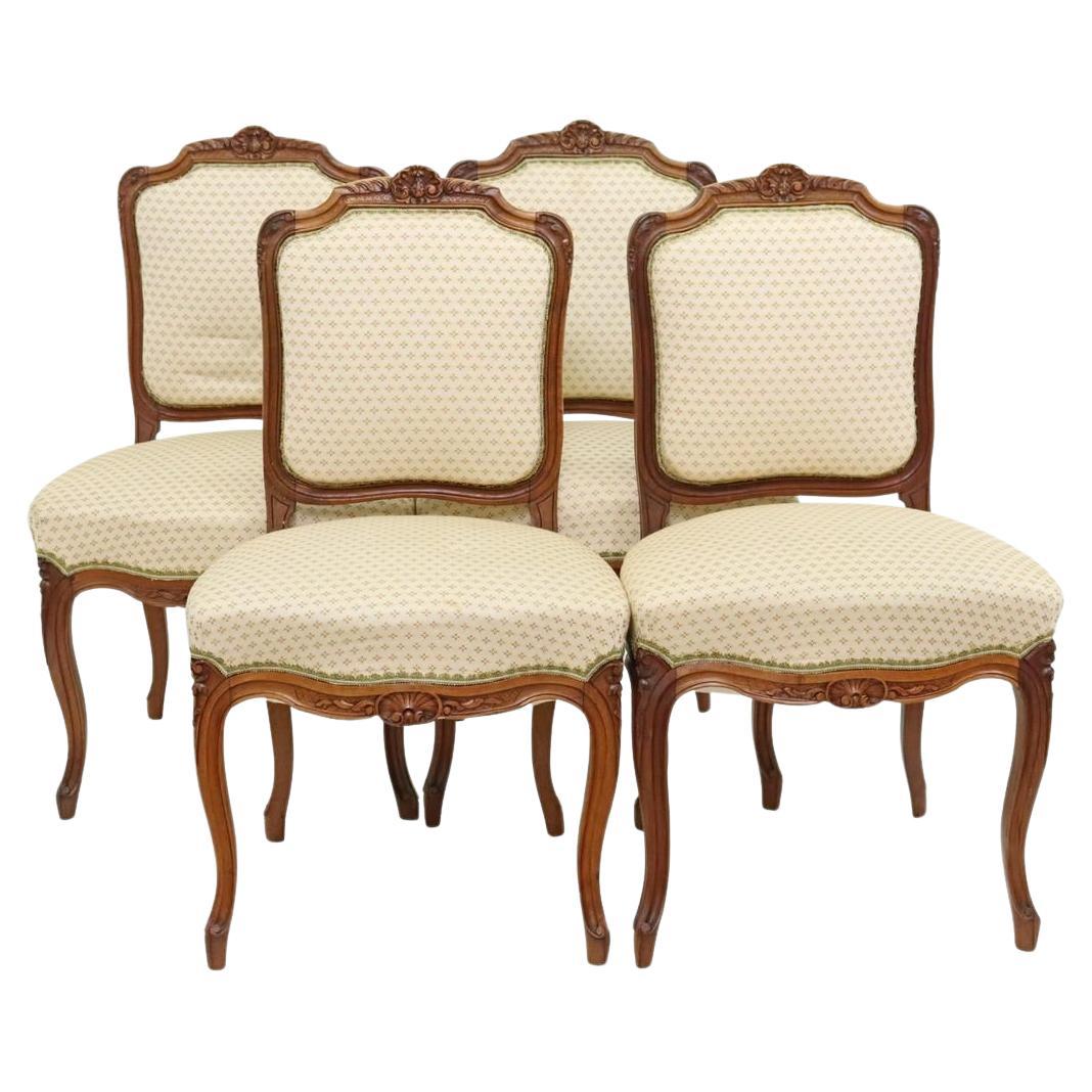 French Louis XV Style Upholstered Side Chairs, Set of 4 For Sale