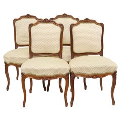 French Louis XV Style Upholstered Side Chairs, Set of 4