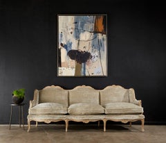 French Louis XV Style Velvet Canapé à Oreilles Sofa