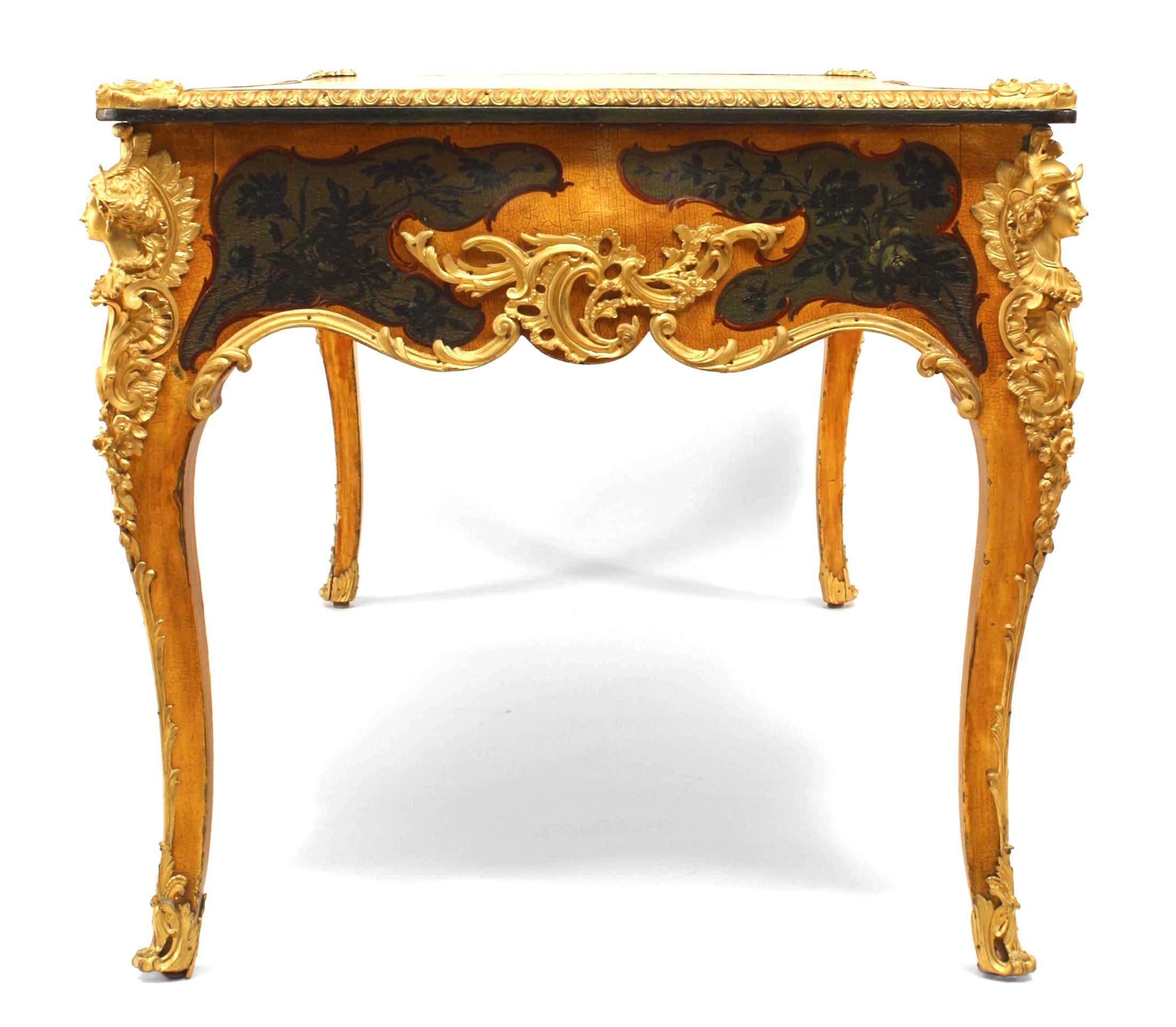 19th Century French Louis XV Style Verne Martin Painted Desk For Sale