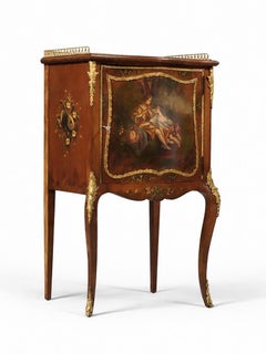 French Louis XV Style Vernis Martin Hand-Painted Bombé Cabinet w/ Ormolu Mounts