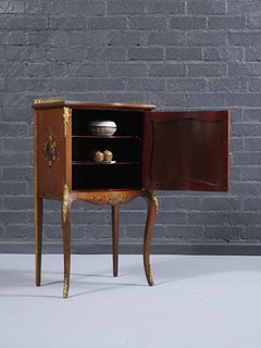 French Louis XV Style Vernis Martin Hand-Painted Bombé Cabinet w/ Ormolu Mounts