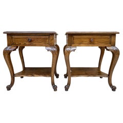 Tables de chevet françaises de style Louis XV en noyer avec tiroir et étagère ouverte, années 1930