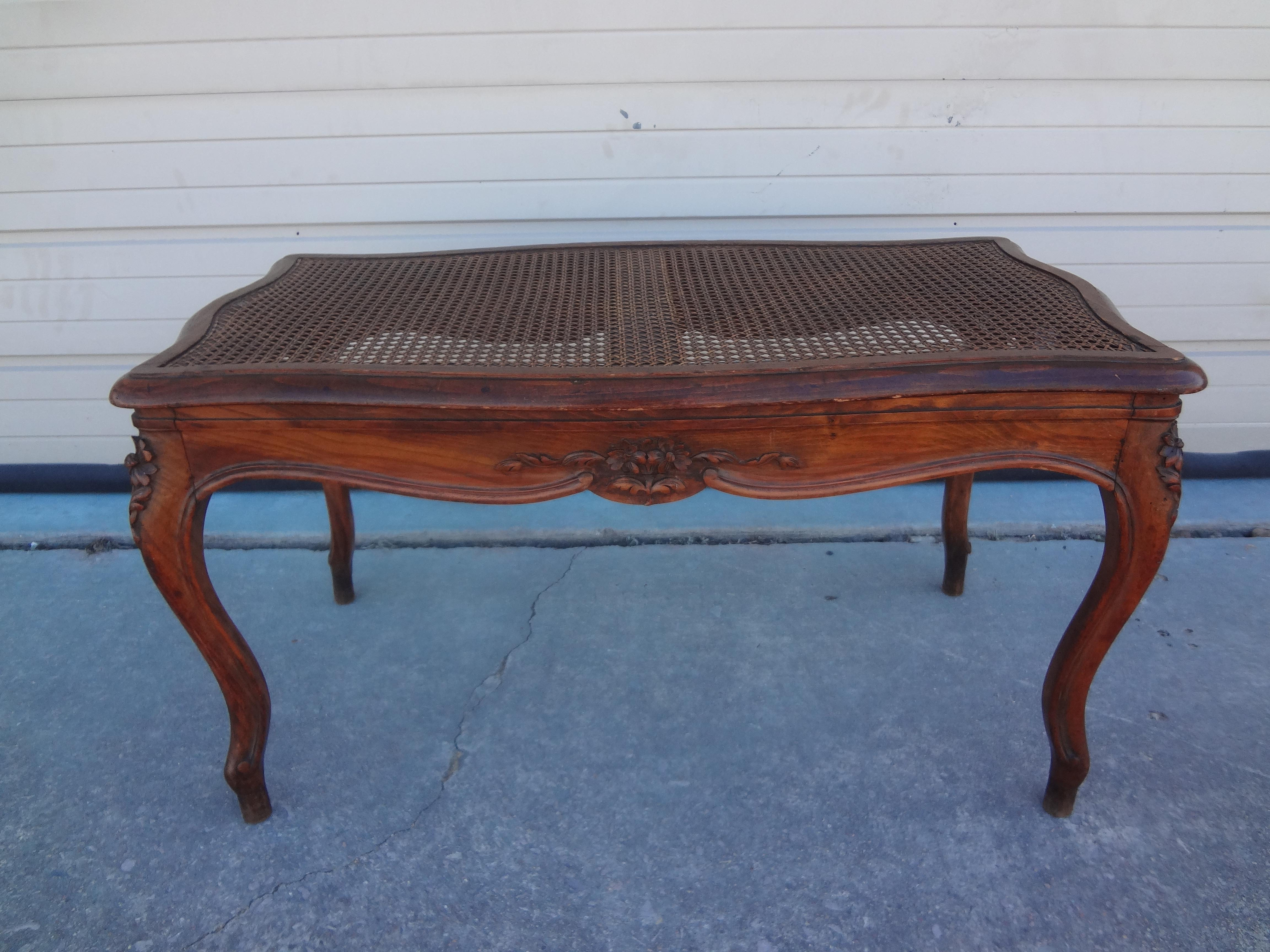 French Louis XV Style Walnut Cane Bench For Sale 6