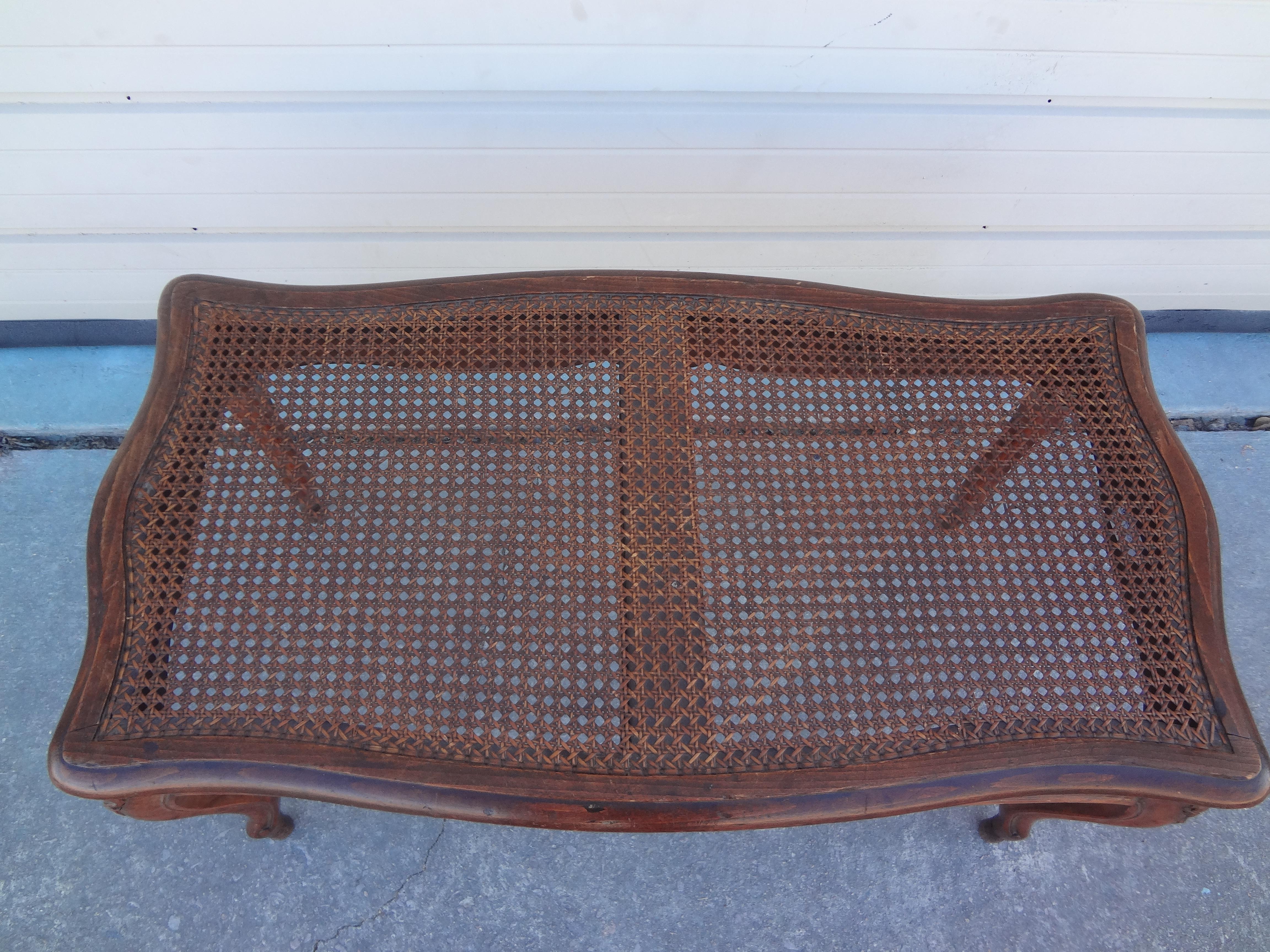 French Louis XV Style Walnut Cane Bench For Sale 1