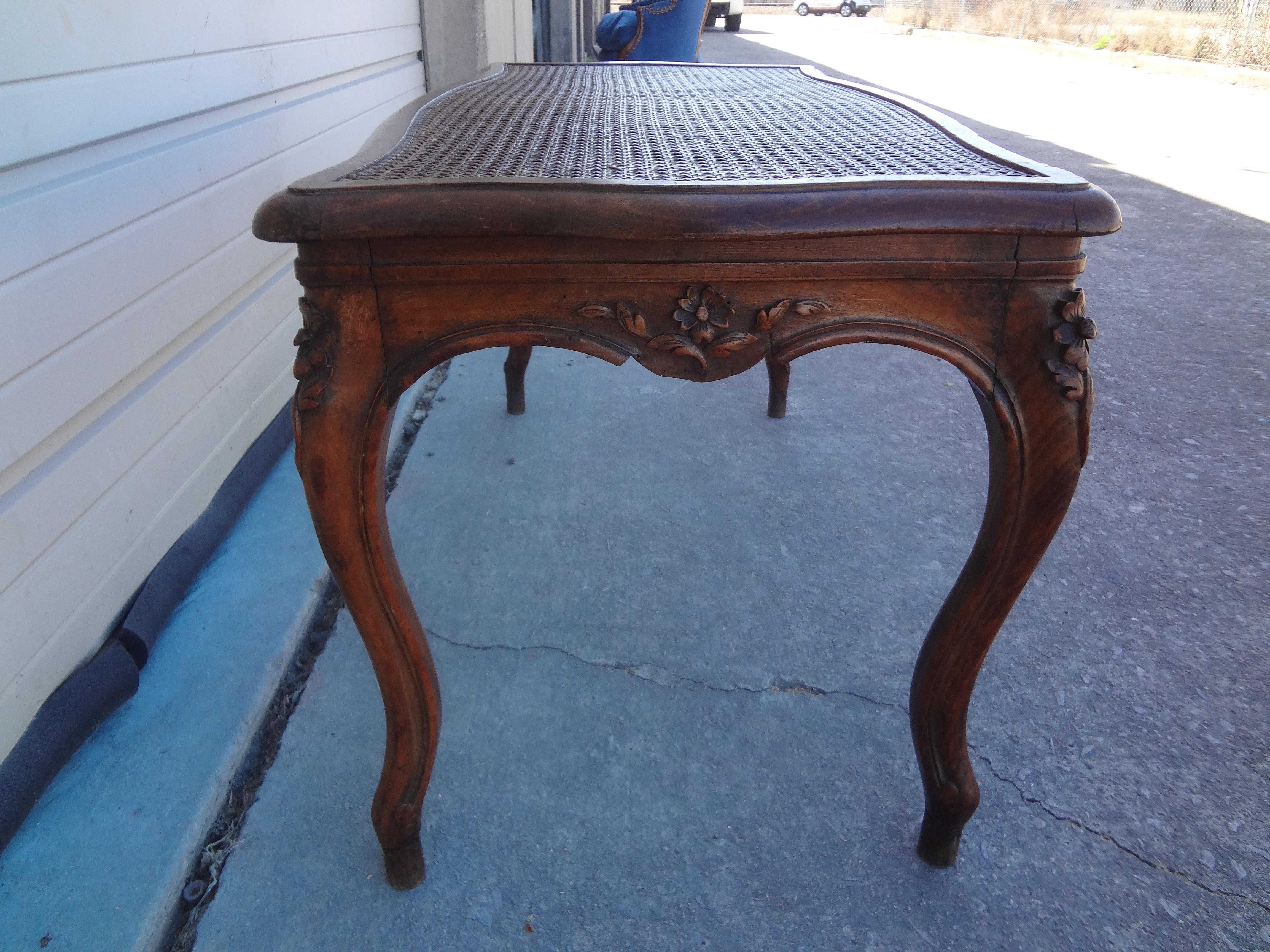 French Louis XV Style Walnut Cane Bench For Sale 2