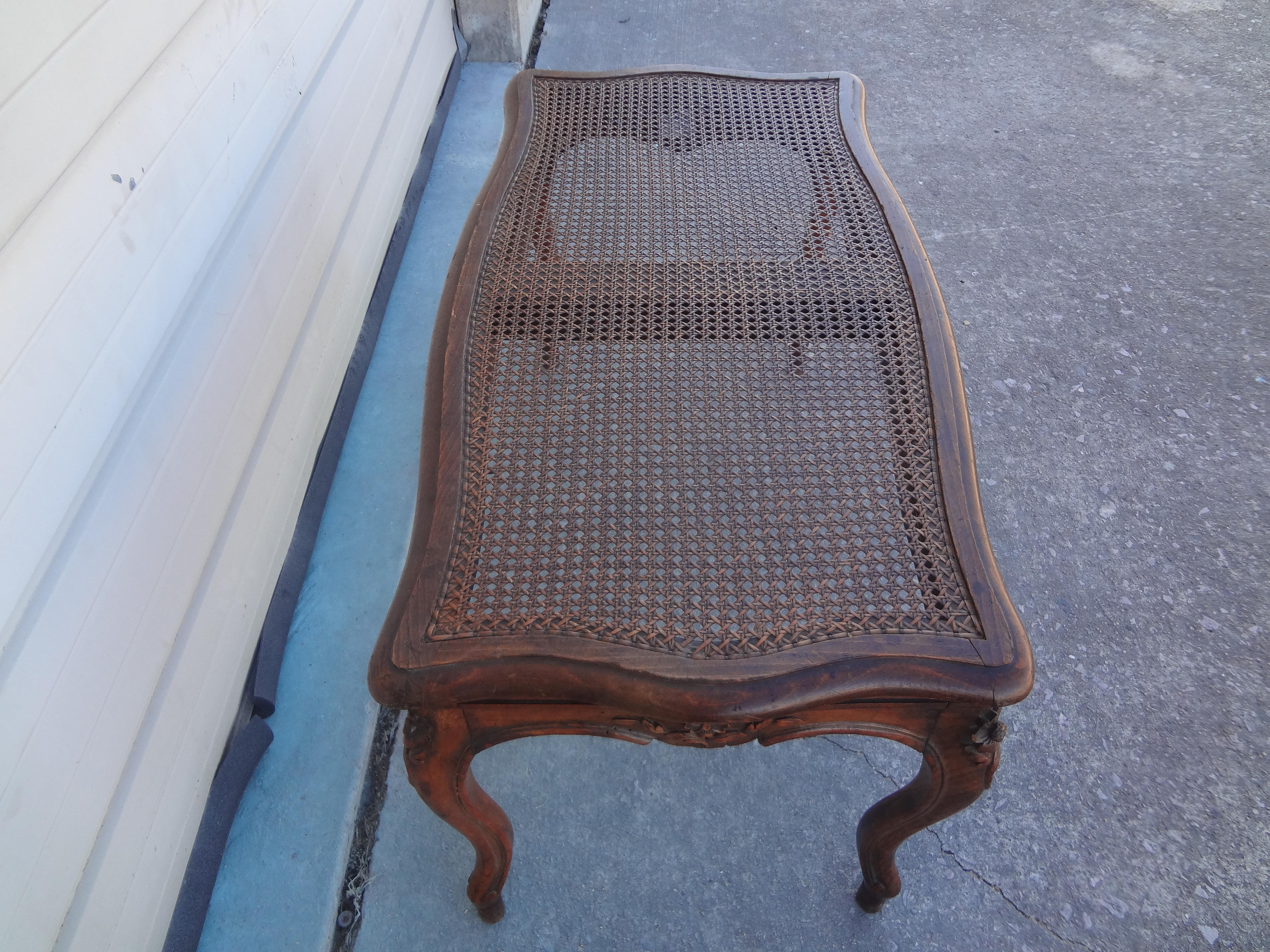 French Louis XV Style Walnut Cane Bench For Sale 3