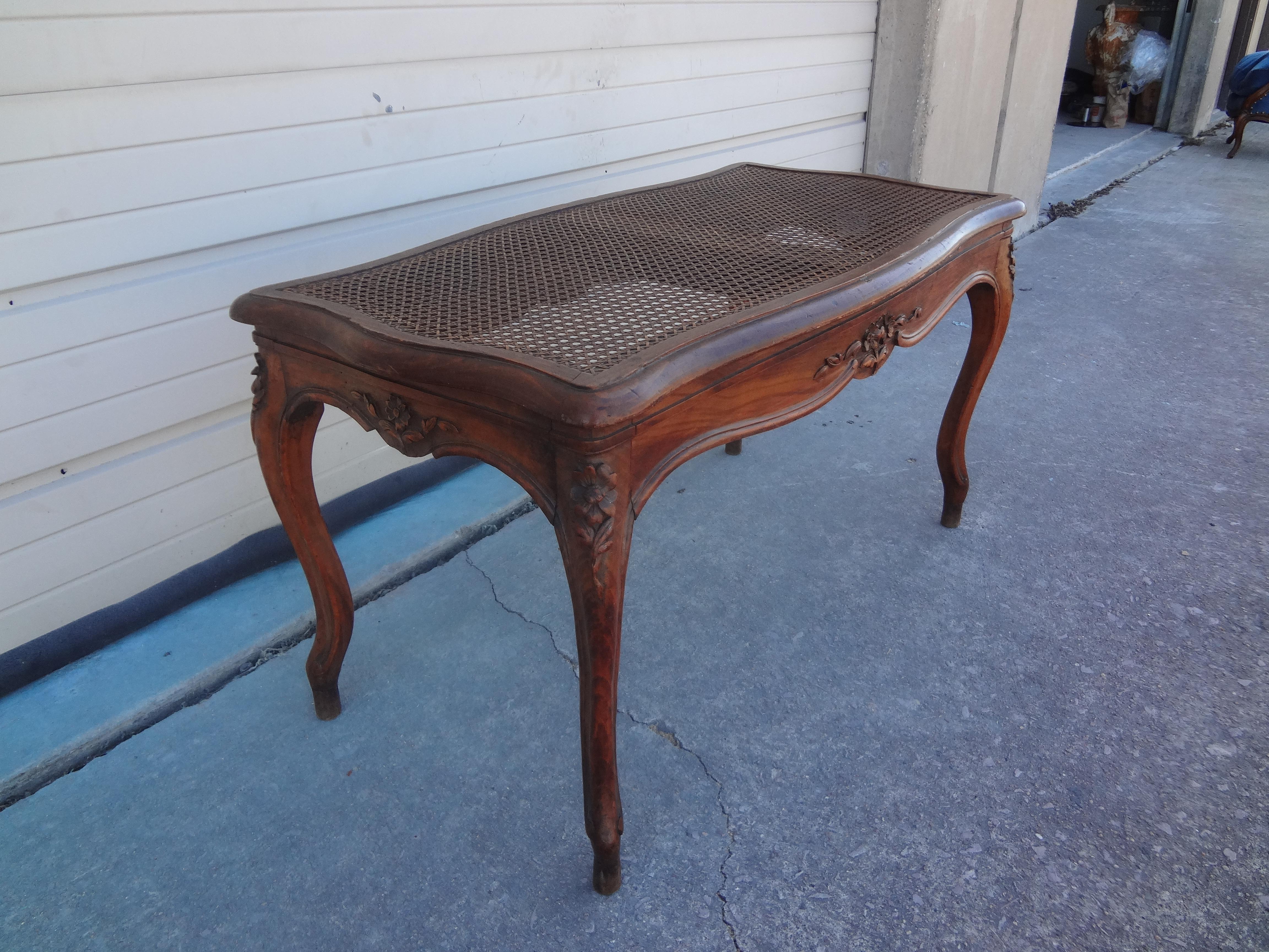 French Louis XV Style Walnut Cane Bench For Sale 4