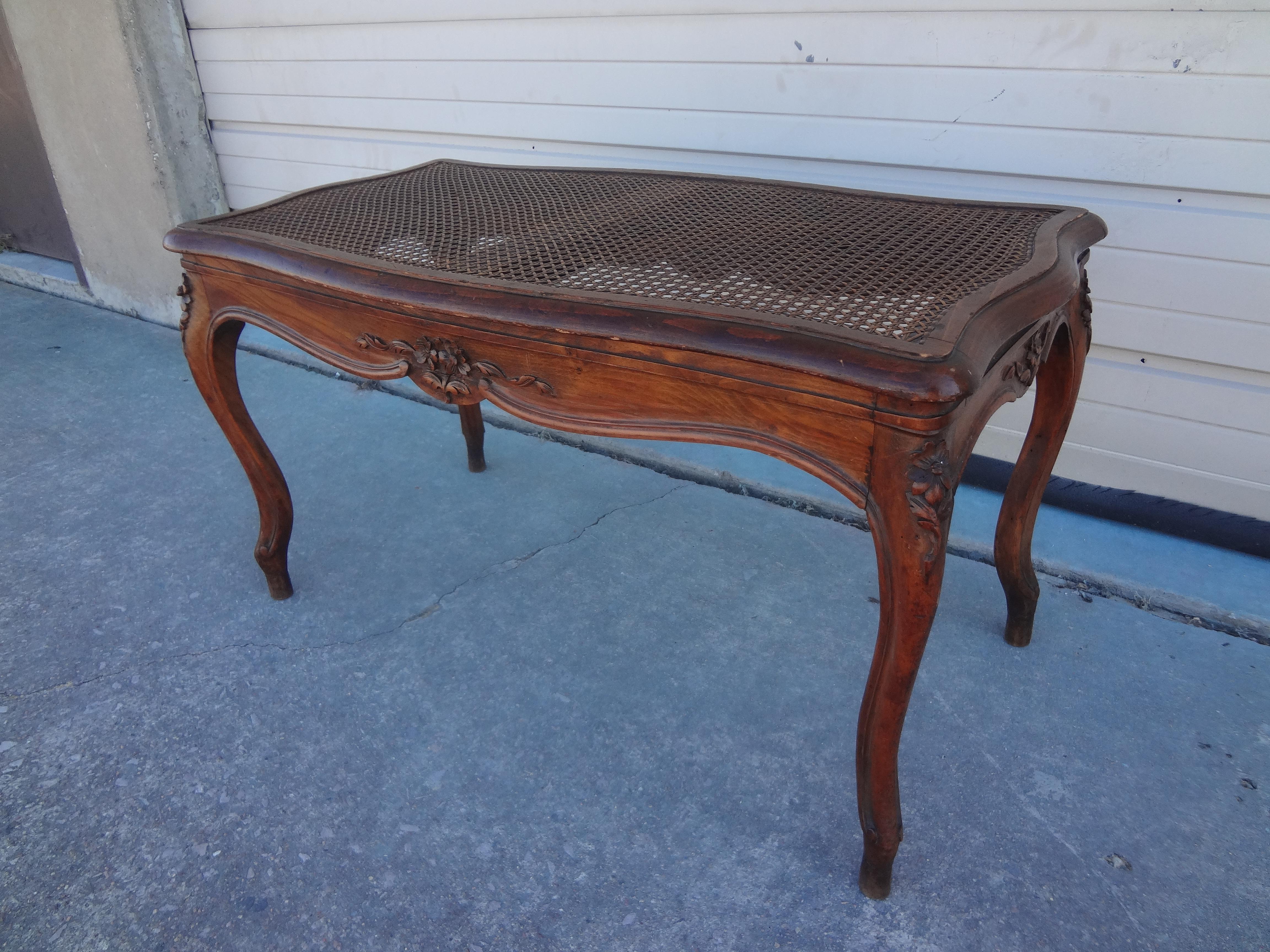 French Louis XV Style Walnut Cane Bench For Sale 5