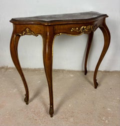 French Louis XV Style Walnut Console Table, 1930s