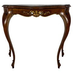 French Louis XV Style Walnut Console Table, 1930s