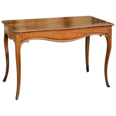 French Louis XV Style Walnut Console Table with Cabriole Legs, circa 1820