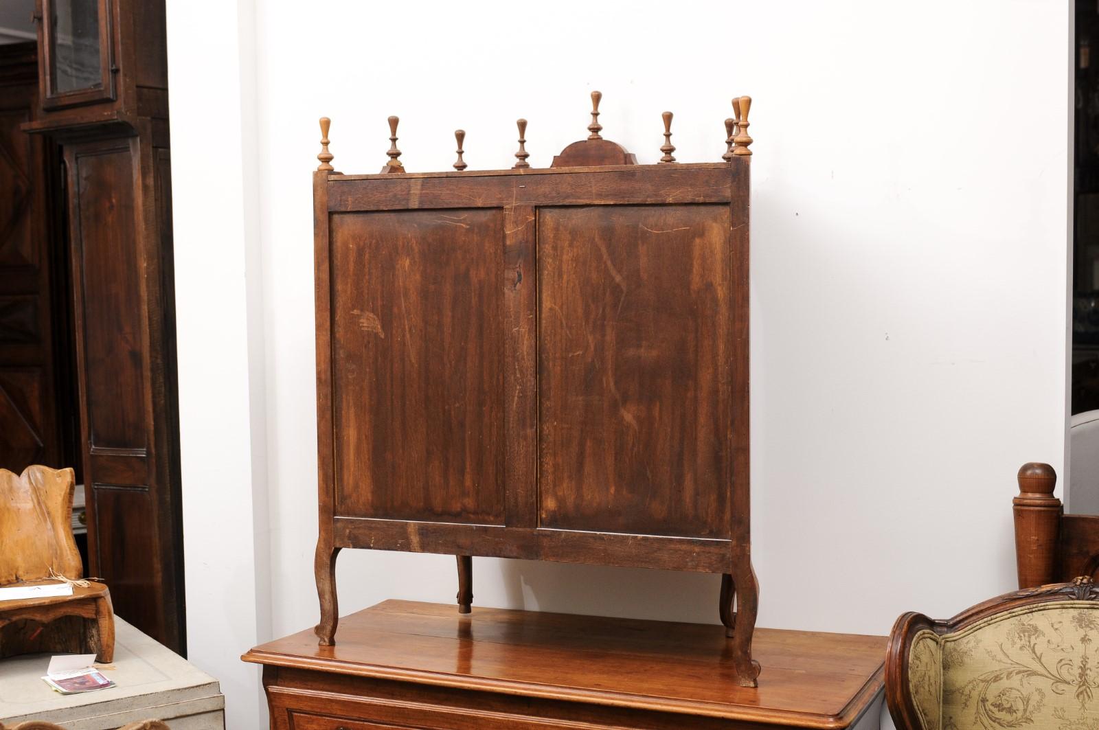 French Louis XV Style Walnut Display Cabinet with Carved Musical Instruments For Sale 7