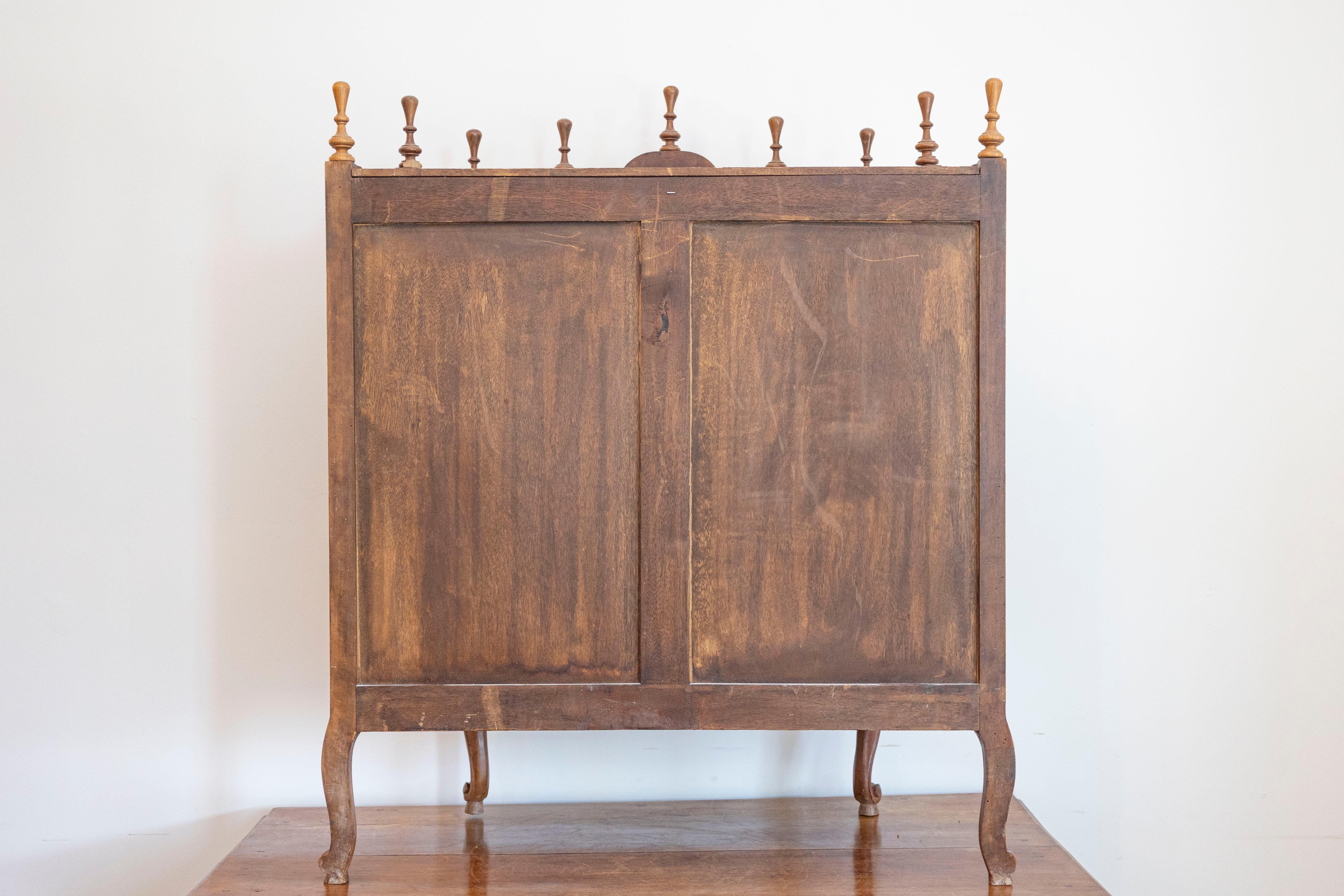 French Louis XV Style Walnut Display Cabinet with Carved Musical Instruments For Sale 3