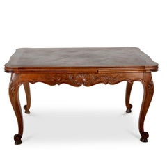 French Louis XV Style Walnut Drawleaf Dining Table