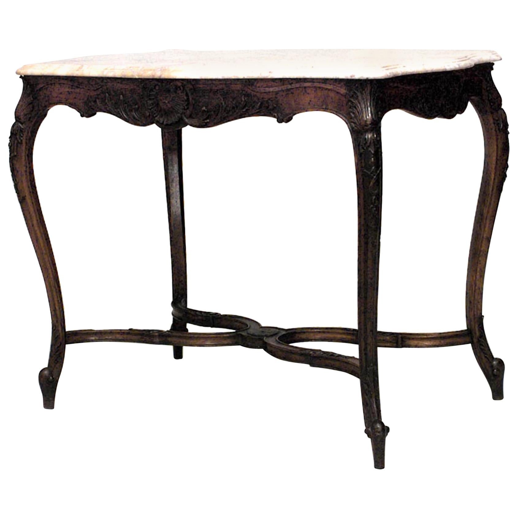 French Louis XV End Table with Marble Top For Sale