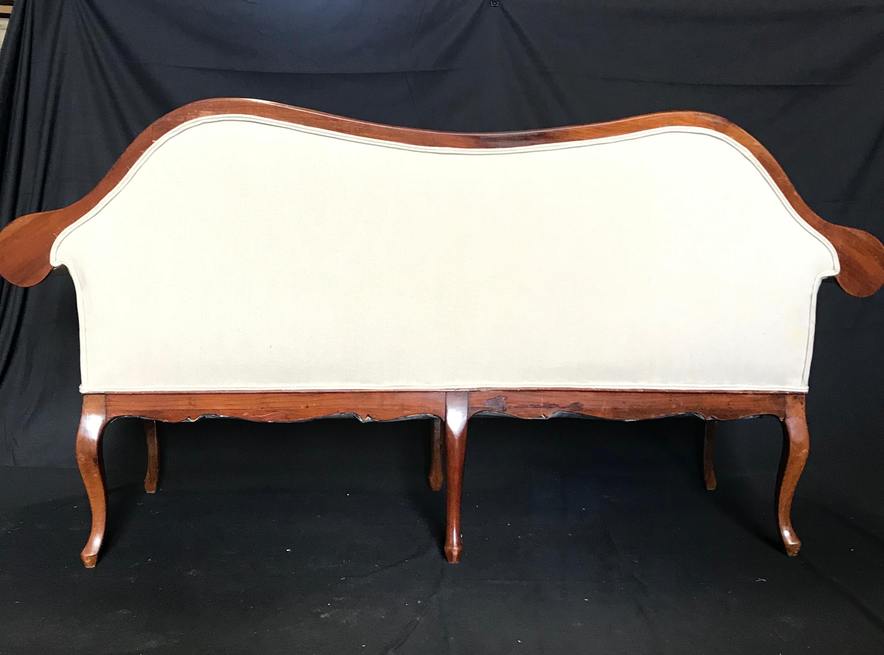 19th Century  French Louis XV Style Walnut Loveseat with Cabriole Legs