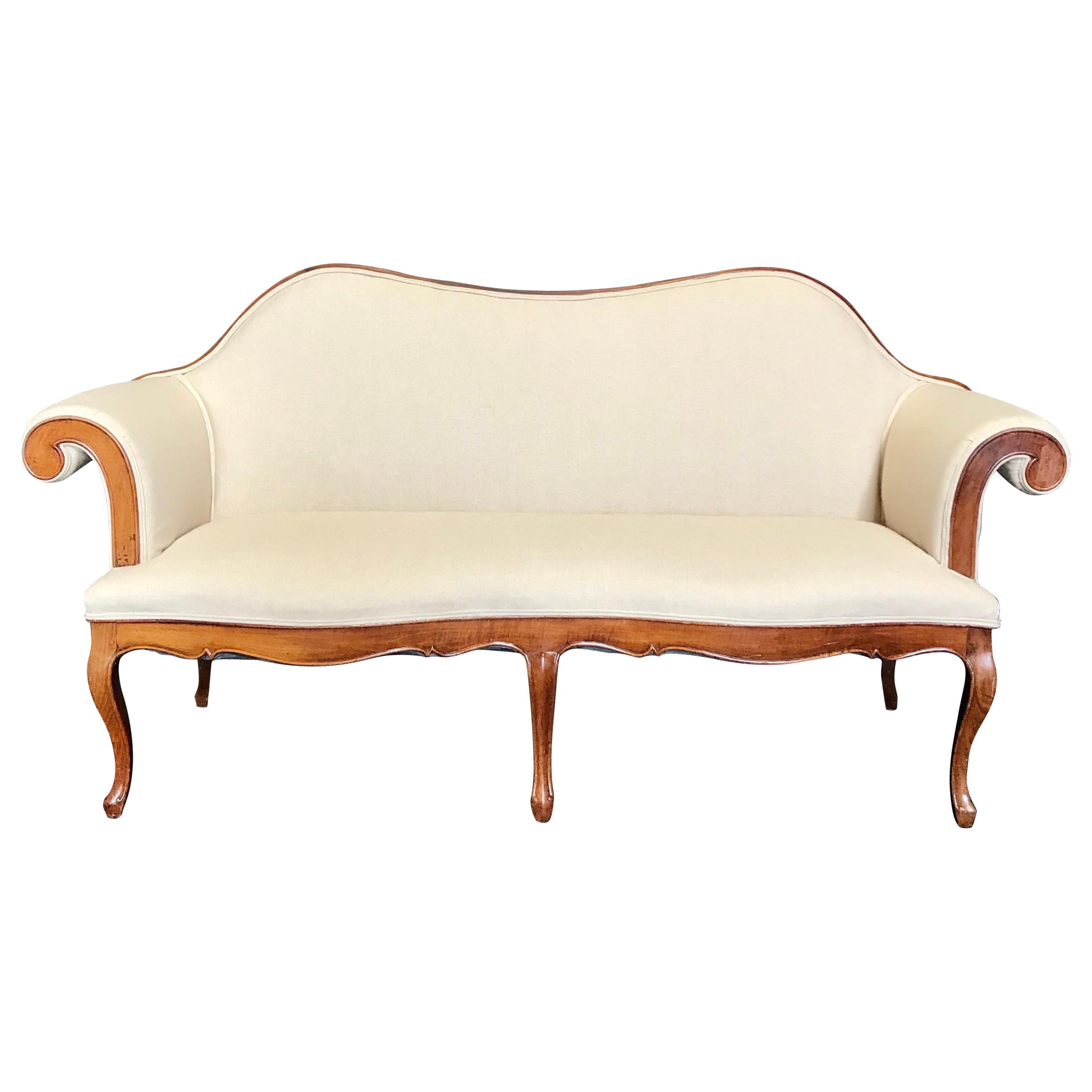  French Louis XV Style Walnut Loveseat with Cabriole Legs