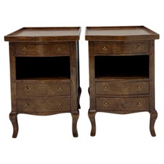 French Louis XV Style Walnut Side Tables / Chests - Pair