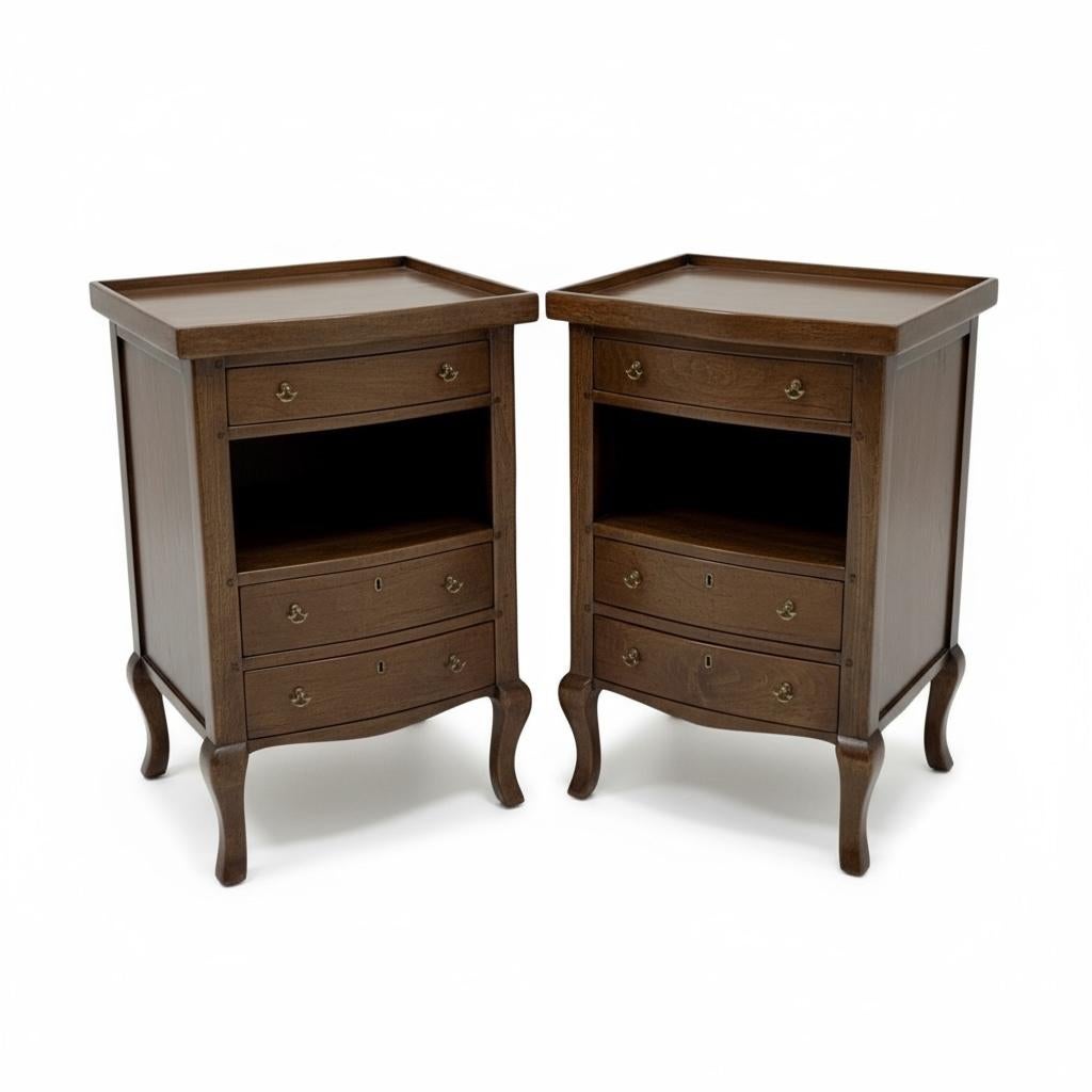 20ième siècle Tables d'appoint / coffres en noyer de style Louis XV - Paire en vente