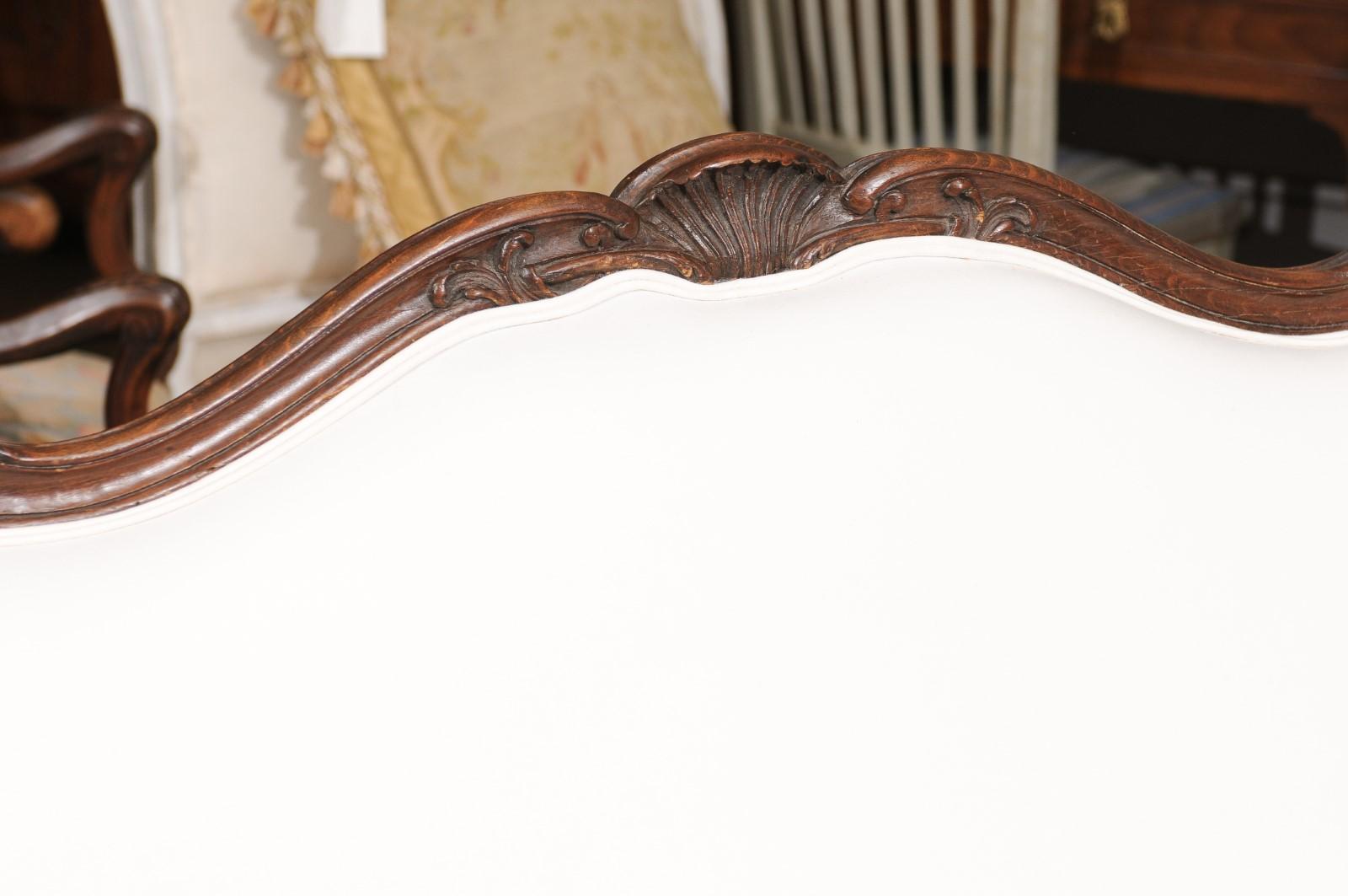 Upholstery French Louis XV Style Walnut Upholstered Canapé with Wraparound Back, circa 1850 For Sale
