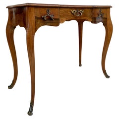 French Louis XV Style Walnut Writing Table with Three Drawers