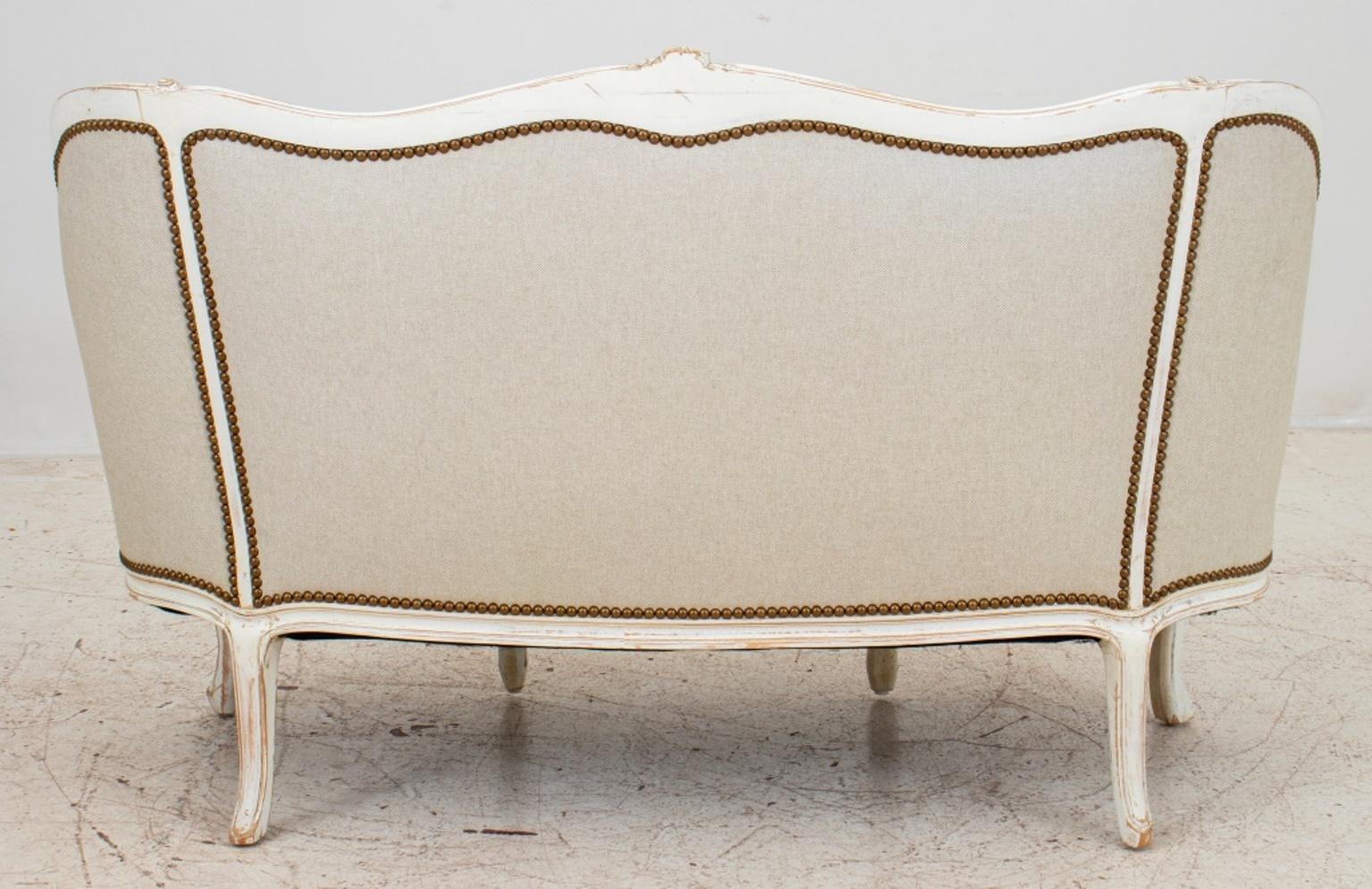 Contemporary French Louis XV Style White Painted Settee