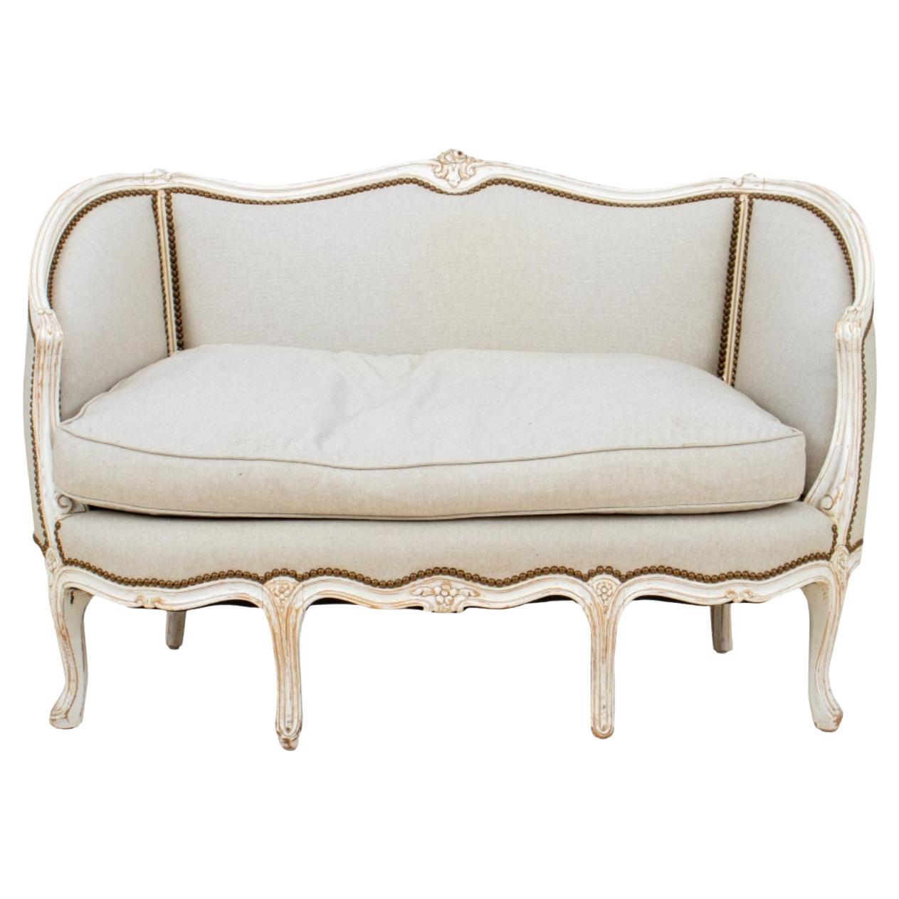 French Louis XV Style White Painted Settee