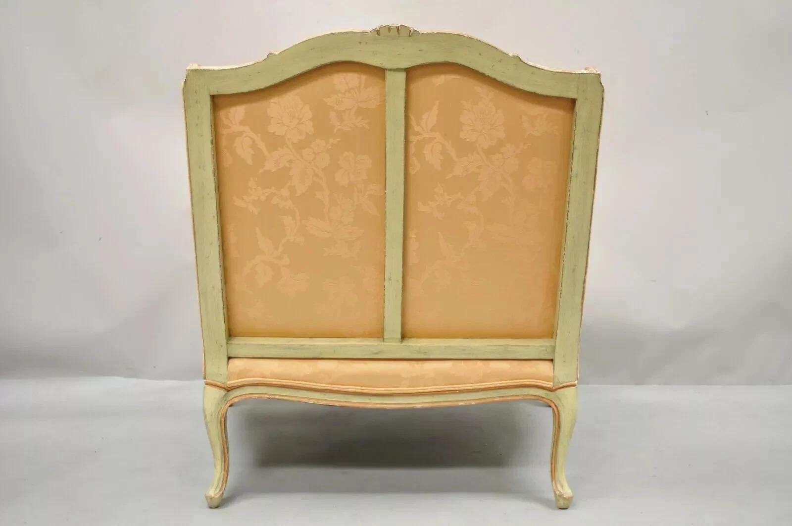 French Louis XV Style Wide Wingback Bergere Lounge Chair & Ottoman by Baker For Sale 4