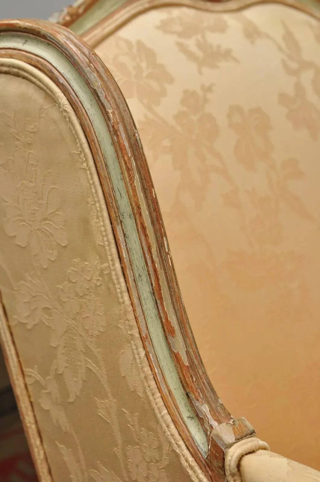 20th Century French Louis XV Style Wide Wingback Bergere Lounge Chair & Ottoman by Baker For Sale