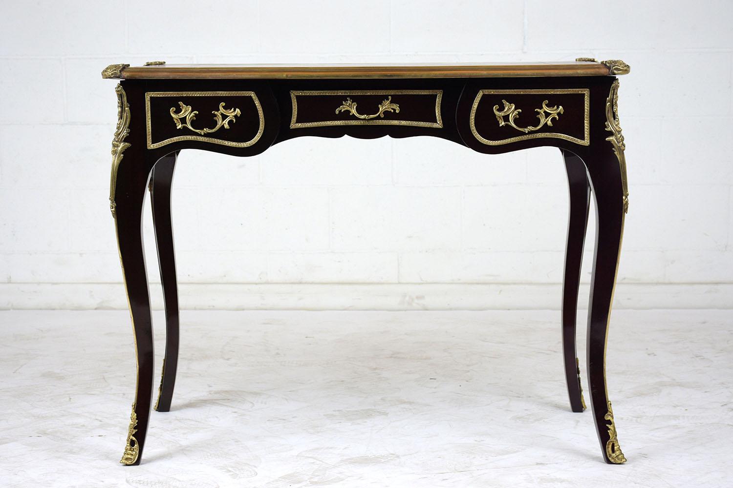 Brass French Louis XV Style Writing Desk Early, 1900s