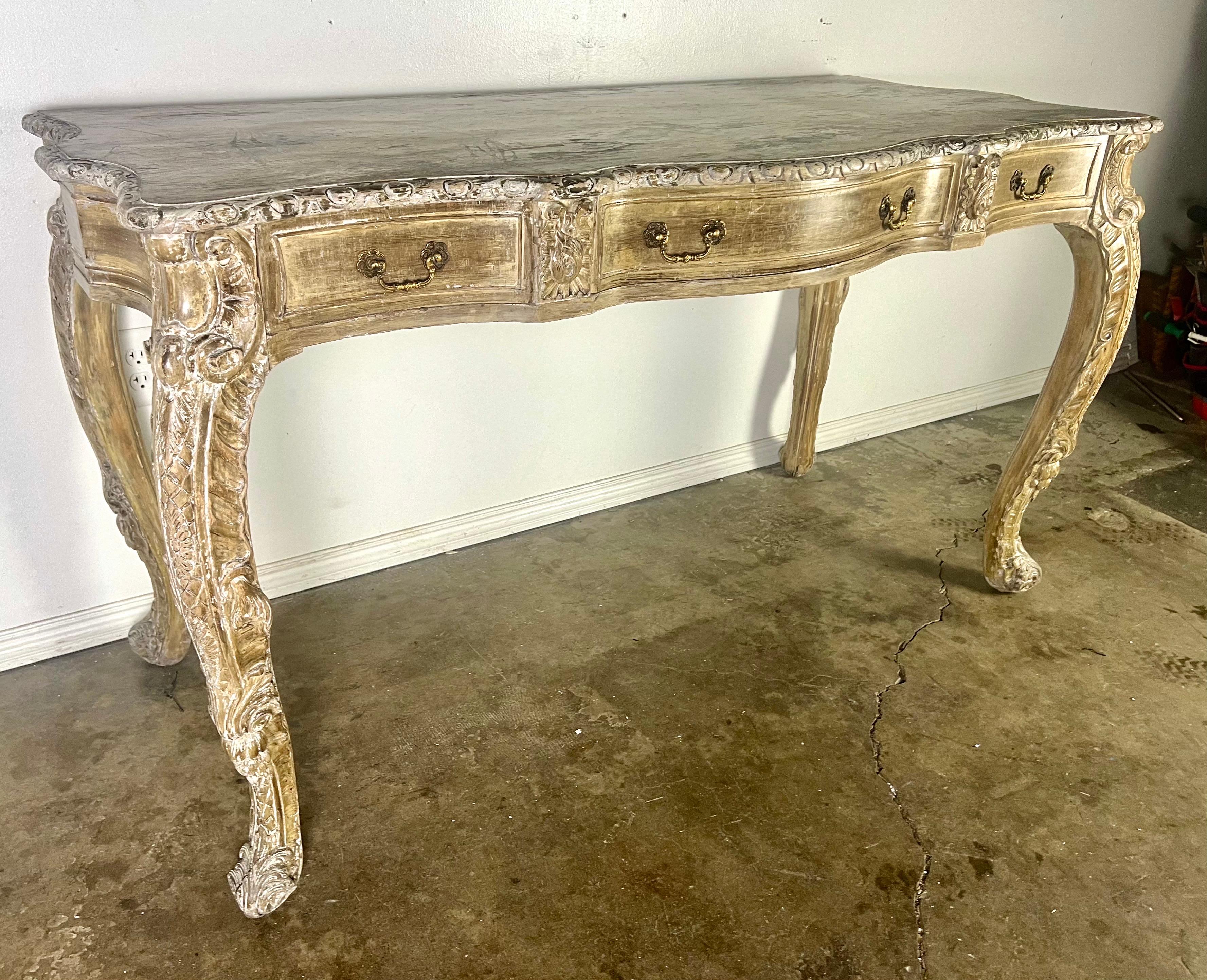 French Louis XV Style Writing Desk w/ Drawers C. 1940's 2
