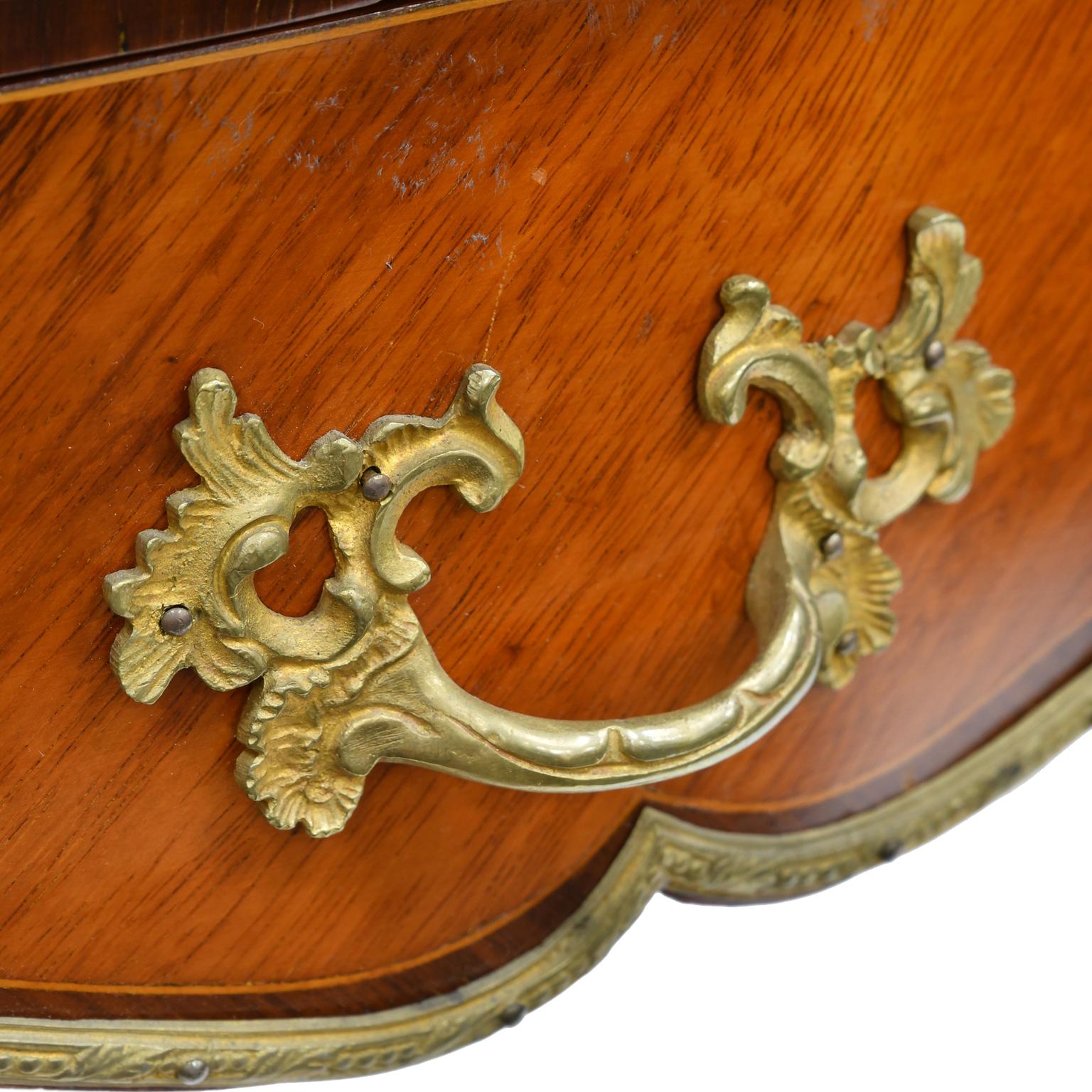 French Louis XV Style Writing or Side Table with Parquetry, Leather and Ormolu 12