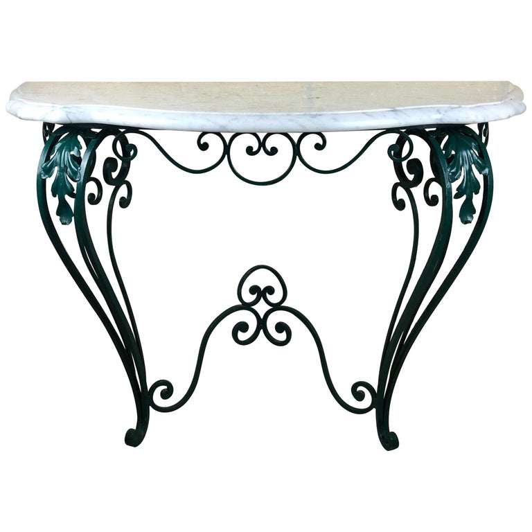Wrought Iron Sofa Table With Marble Top Baci Living Room