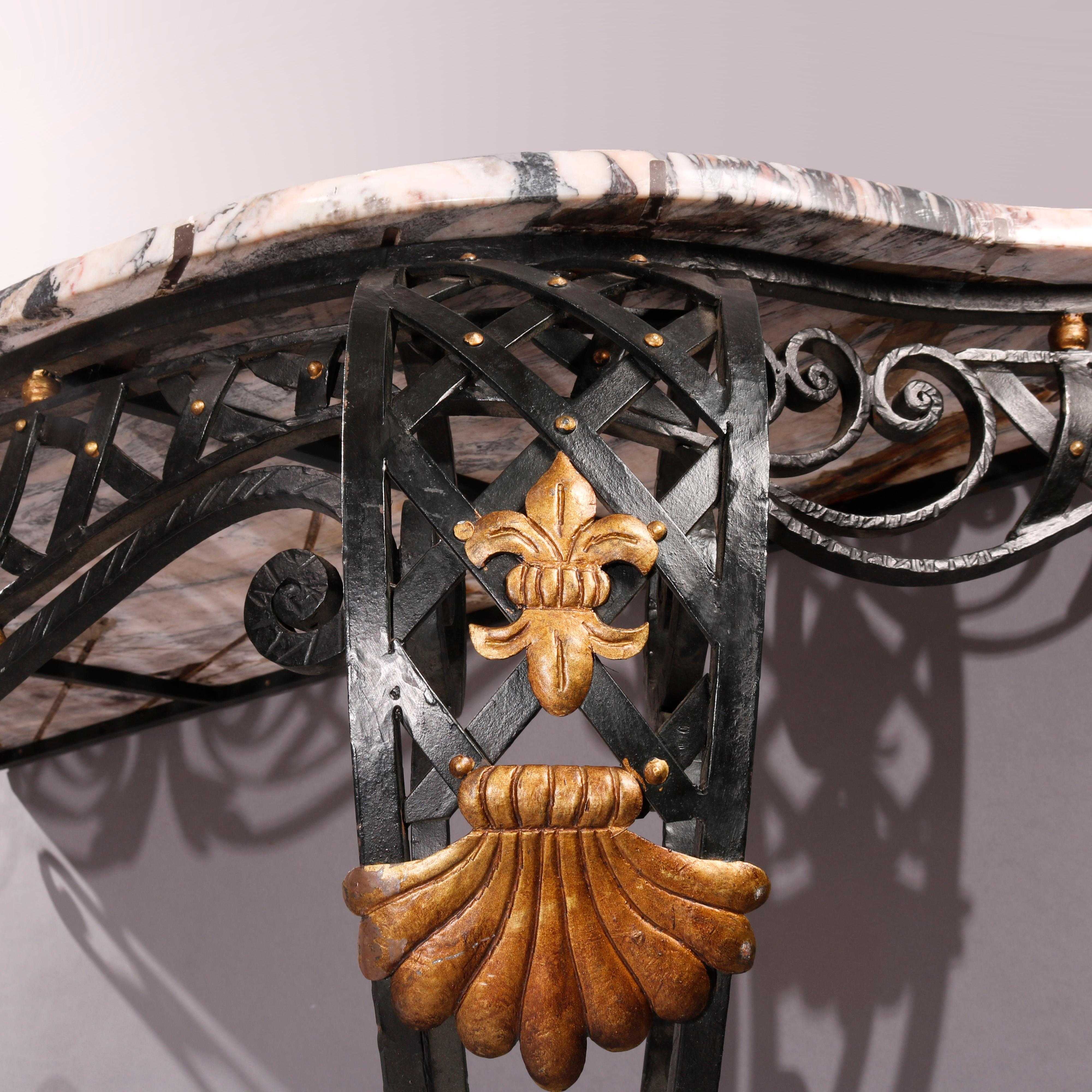 Konsolentisch aus Schmiedeeisen und Marmor im Louis-XV-Stil, 20. Jahrhundert im Angebot 3