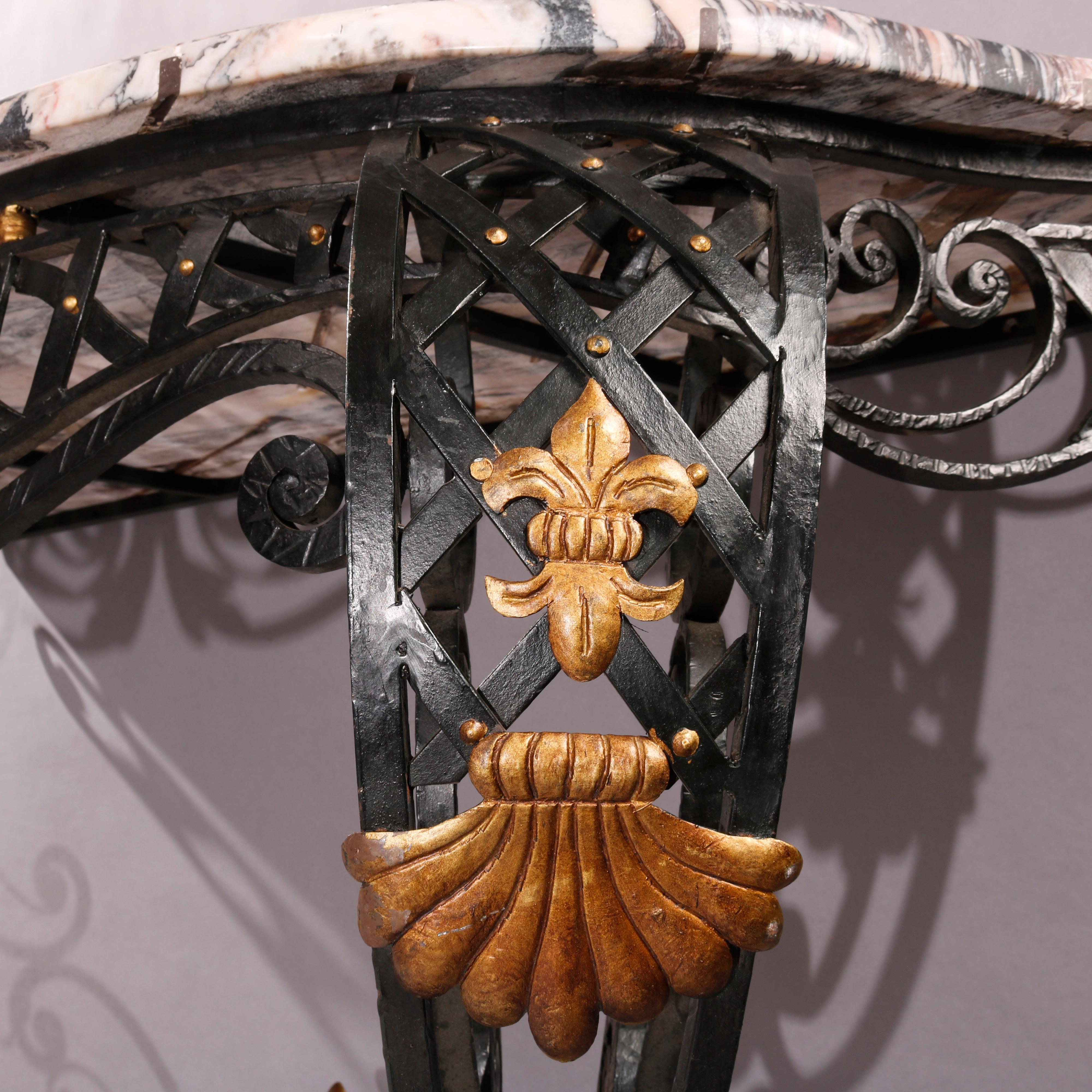 Konsolentisch aus Schmiedeeisen und Marmor im Louis-XV-Stil, 20. Jahrhundert im Angebot 4