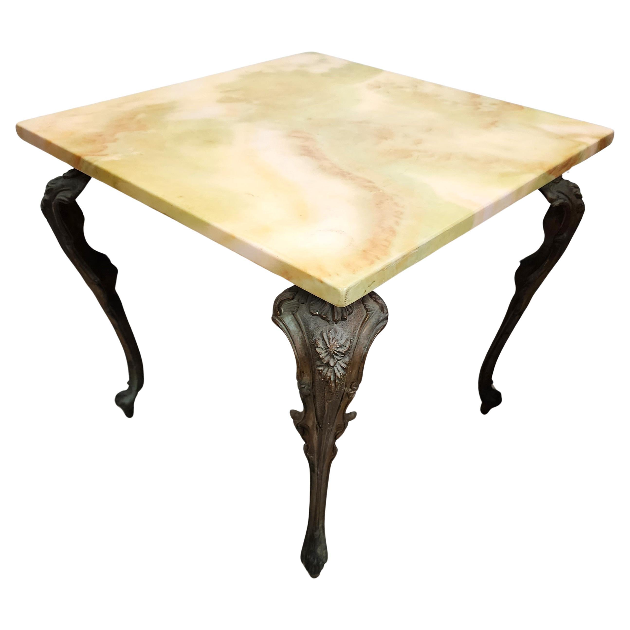French Louis XV Table Side Coffee Brass & Onyx For Sale