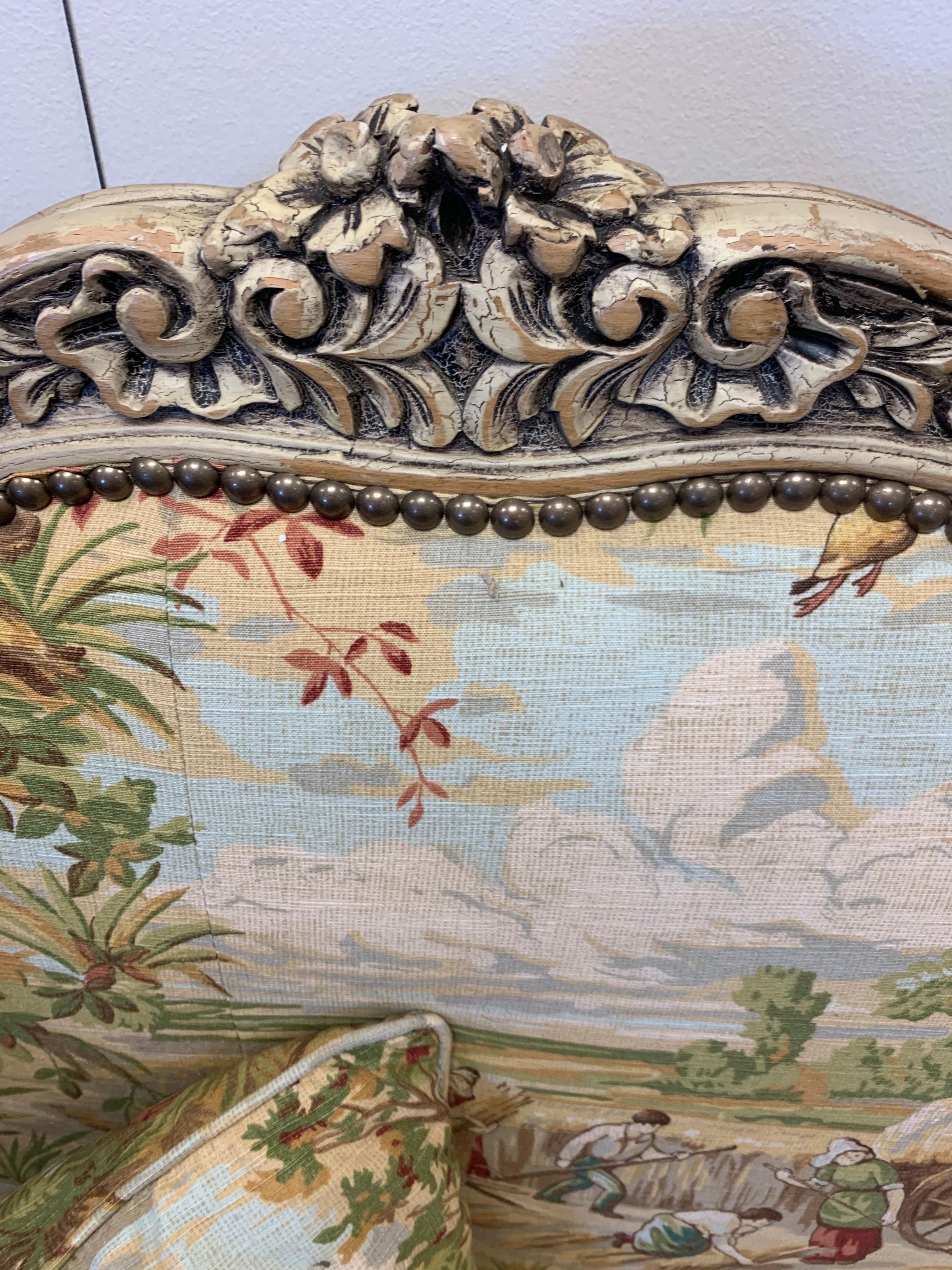 French Louis XV Tapestry Settee Sofa 9