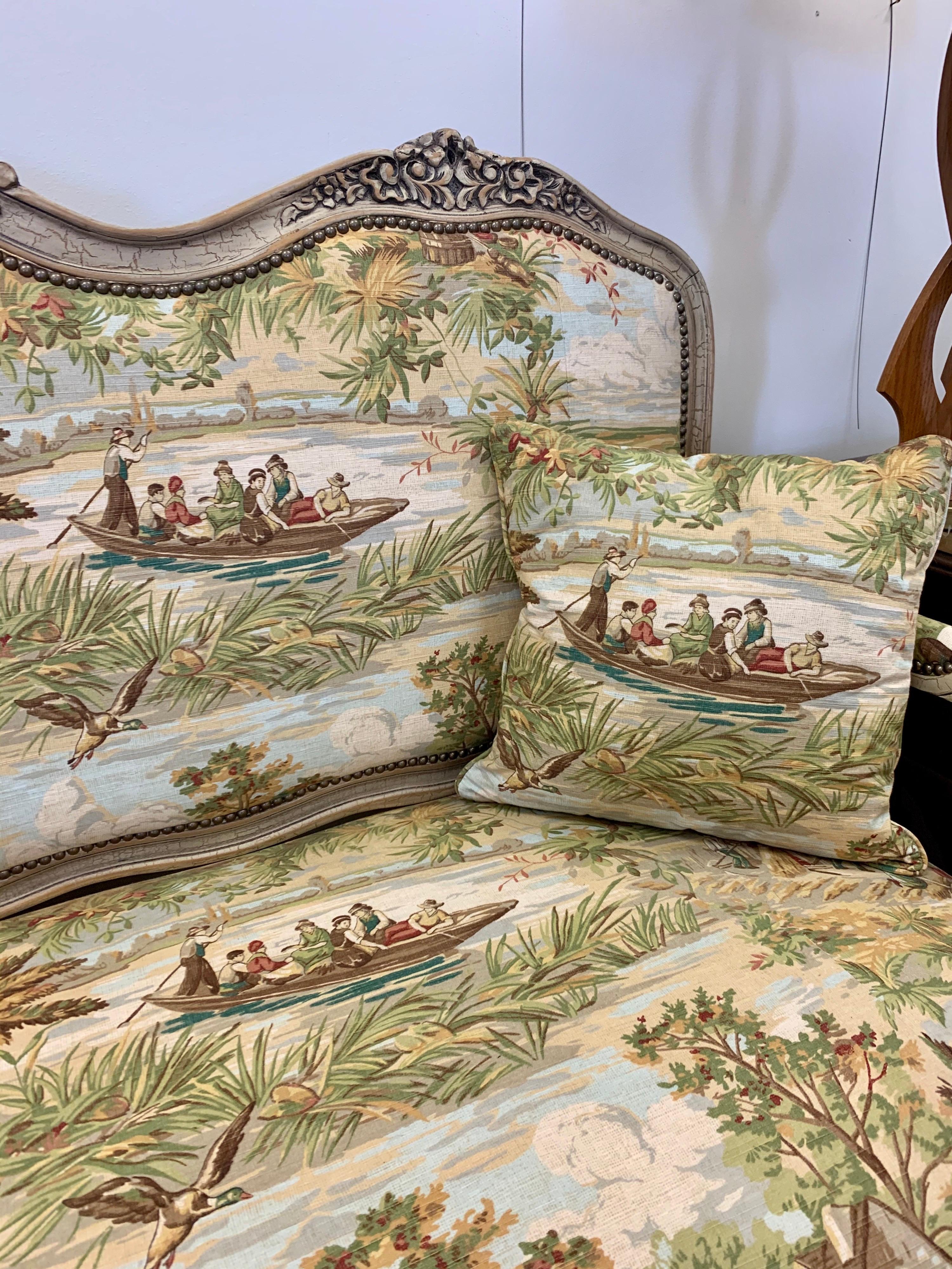 French Louis XV Tapestry Settee Sofa 3