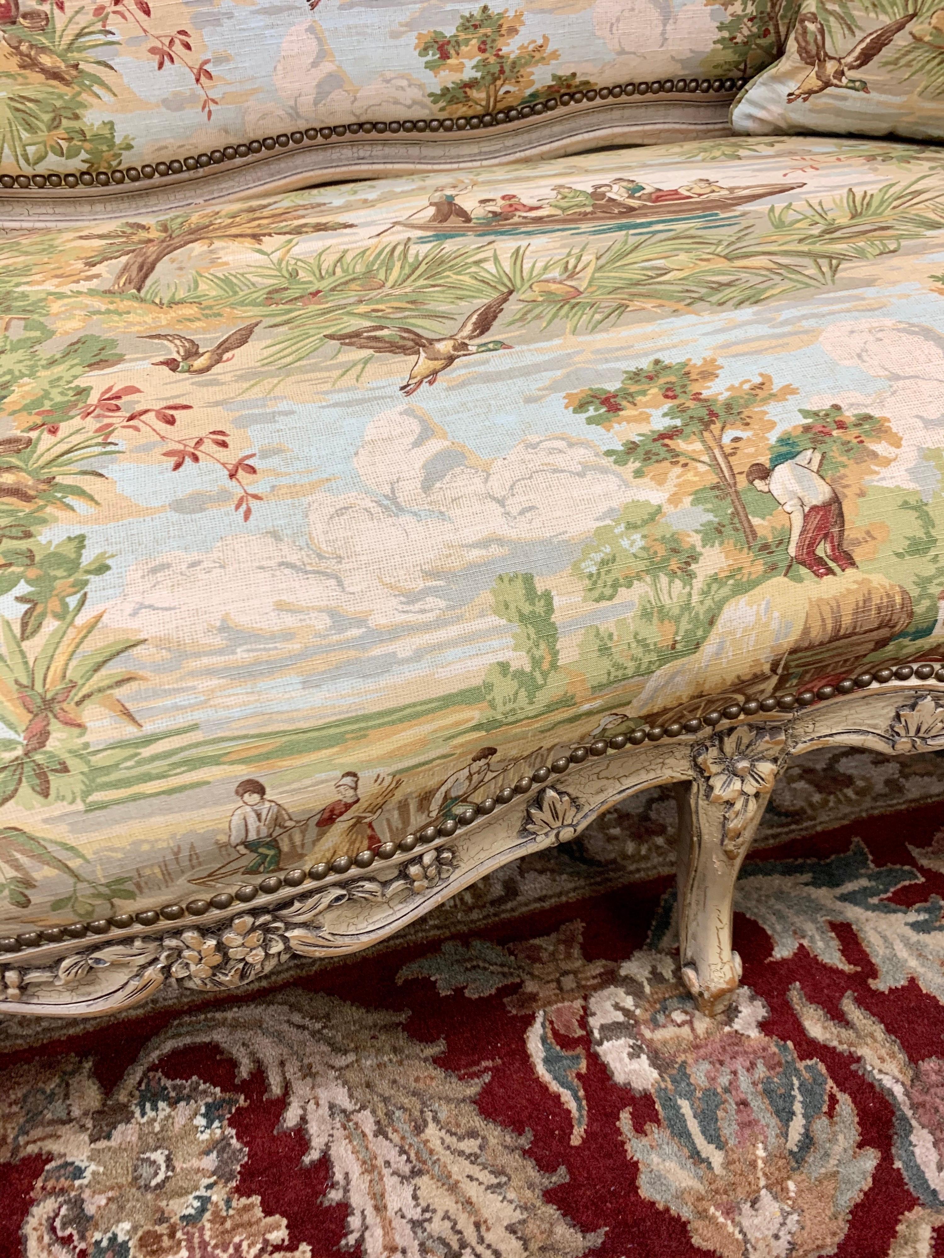 French Louis XV Tapestry Settee Sofa 4