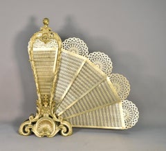 French Louis XV-Transition Style Peacock Fan Shaped Fire Screen