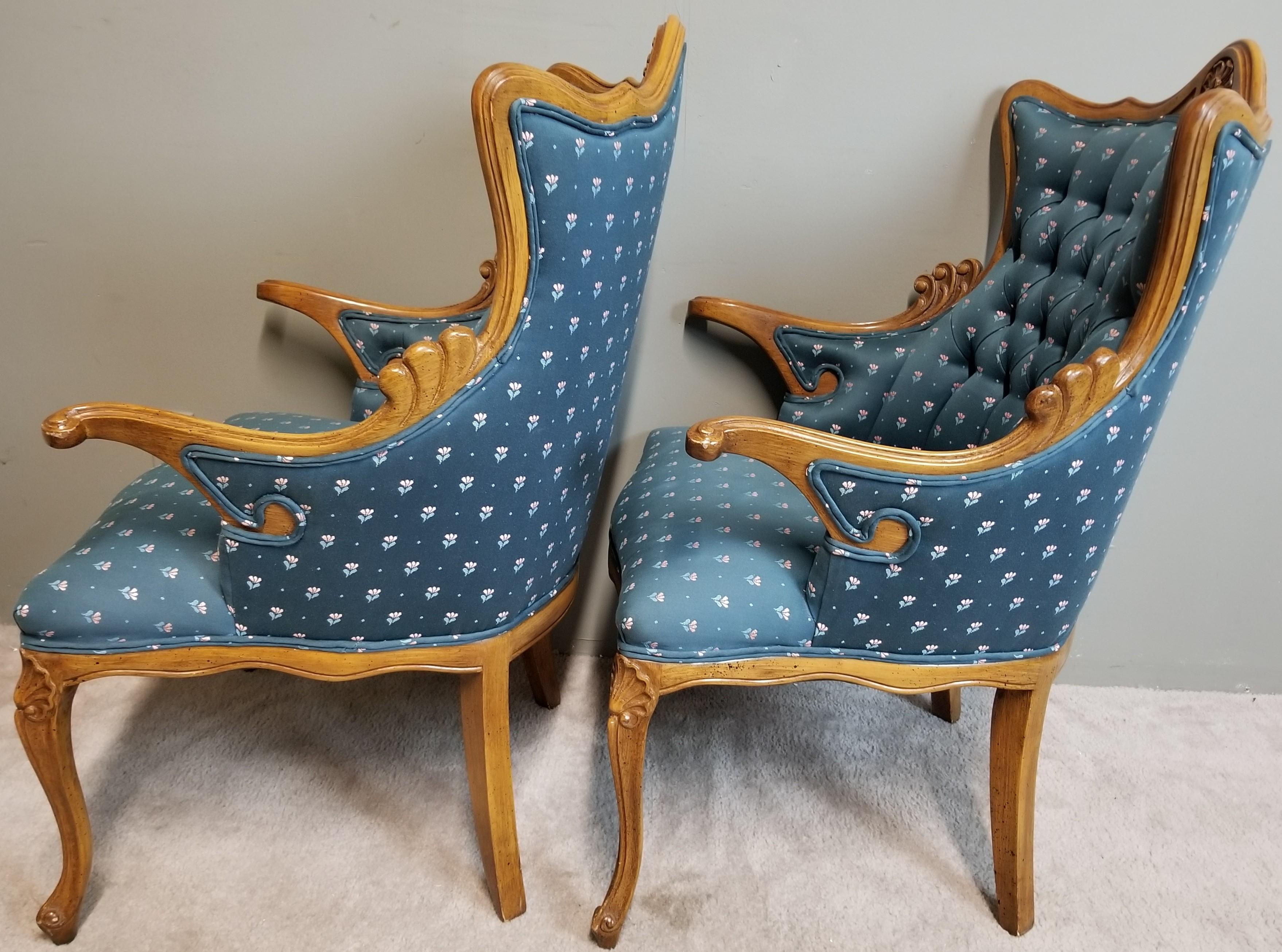 French Louis XV Tufted Armchairs, a Pair 4