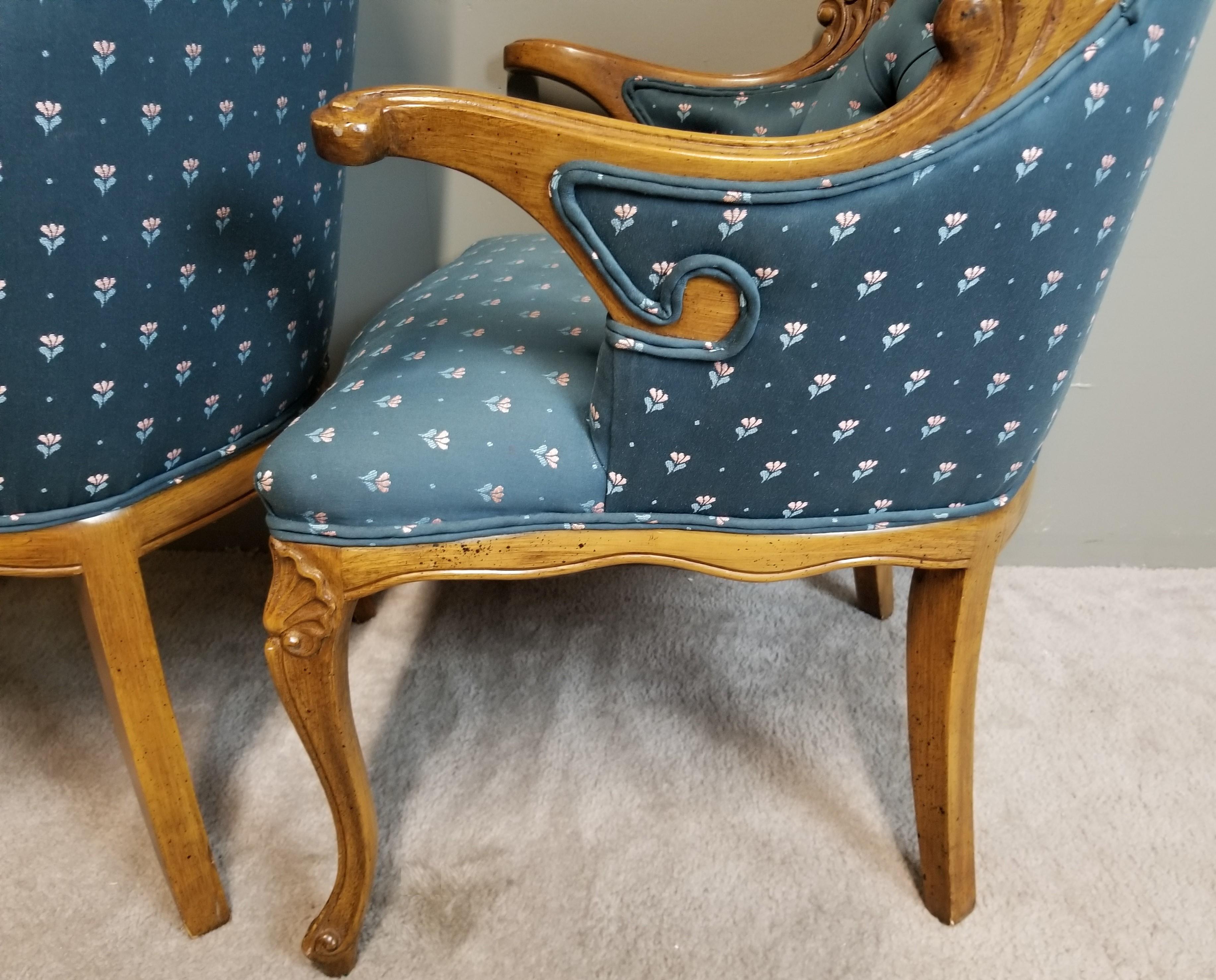 French Louis XV Tufted Armchairs, a Pair 5