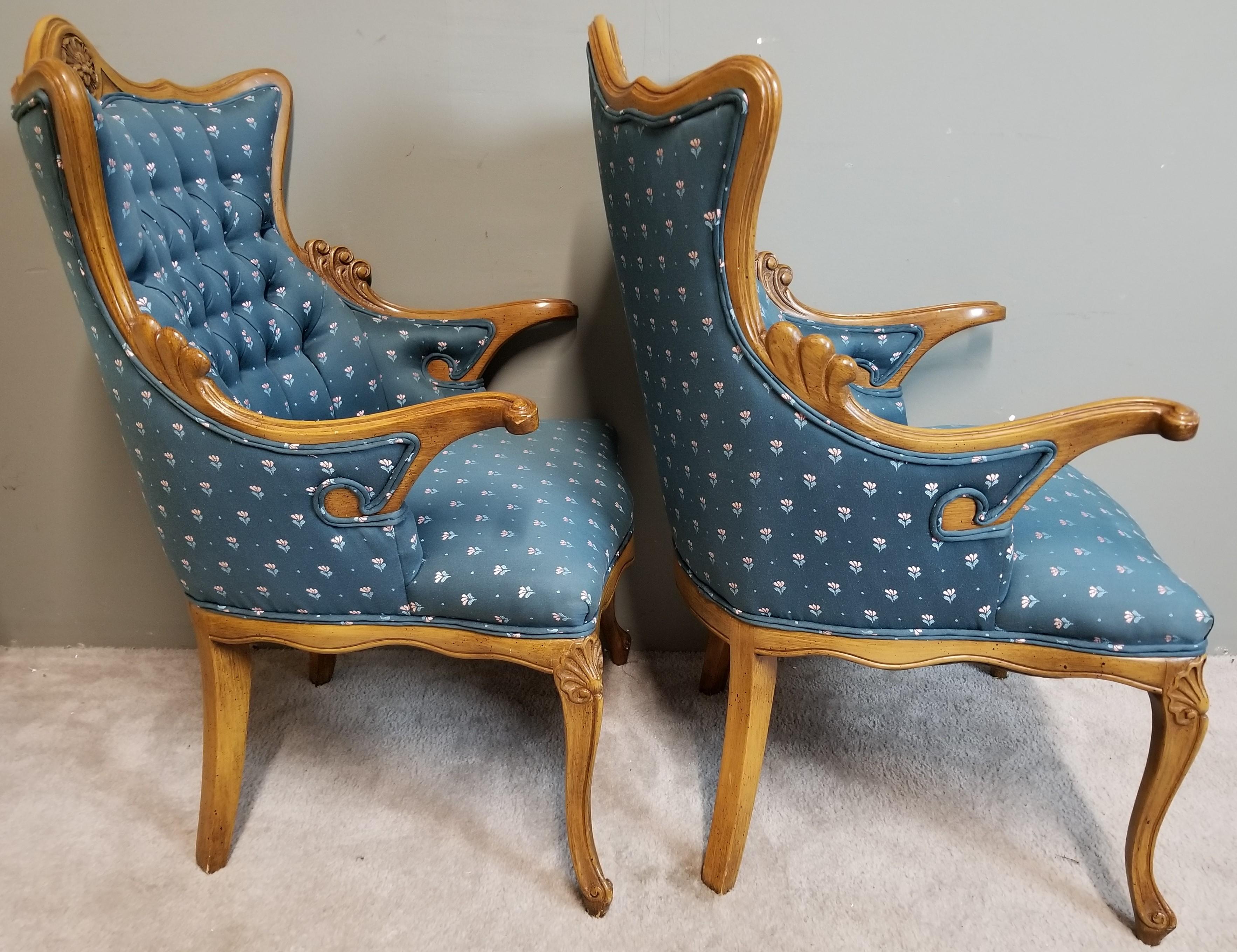 French Louis XV Tufted Armchairs, a Pair 2