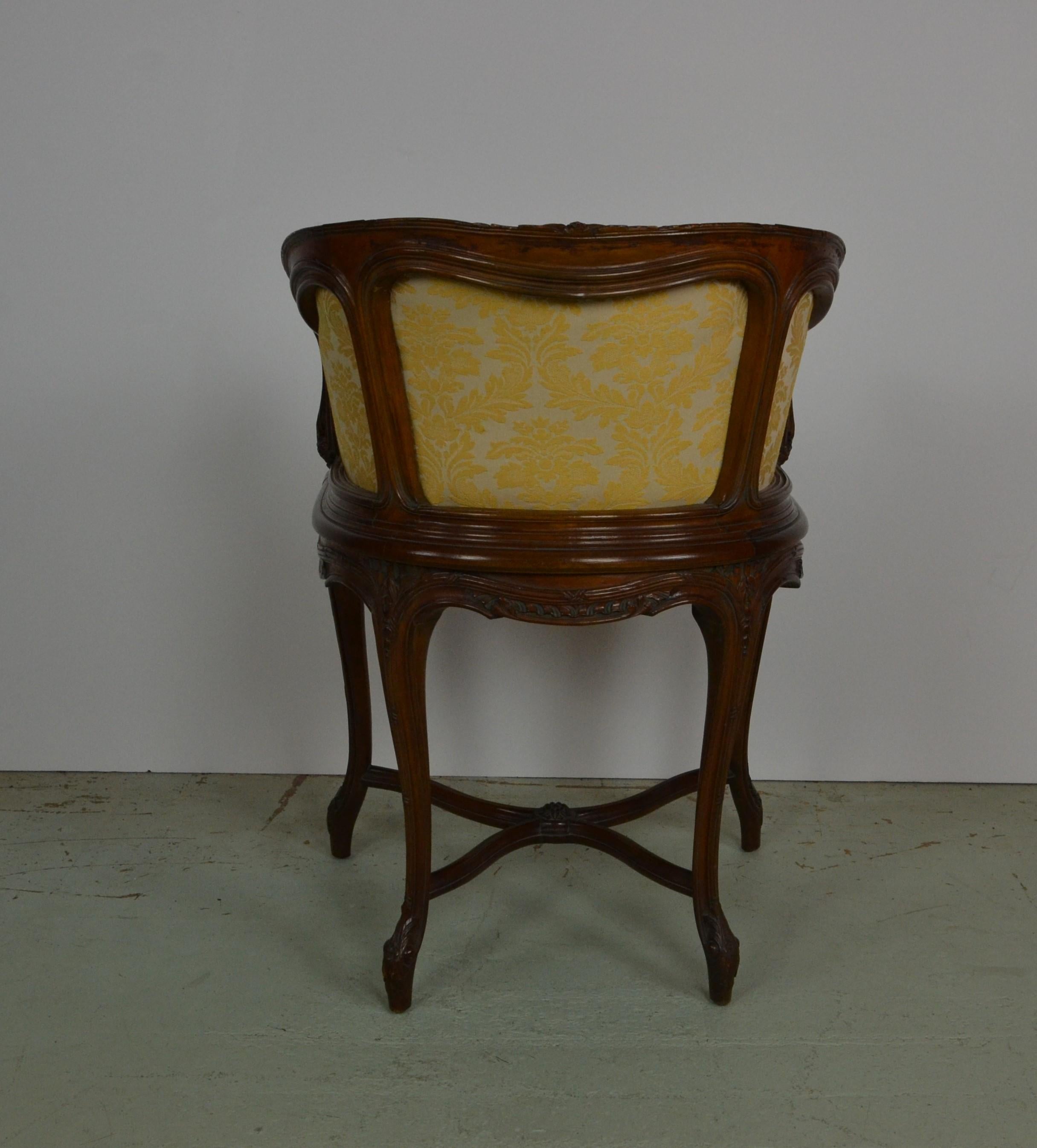 Walnut French Louis XV Vanity Chair